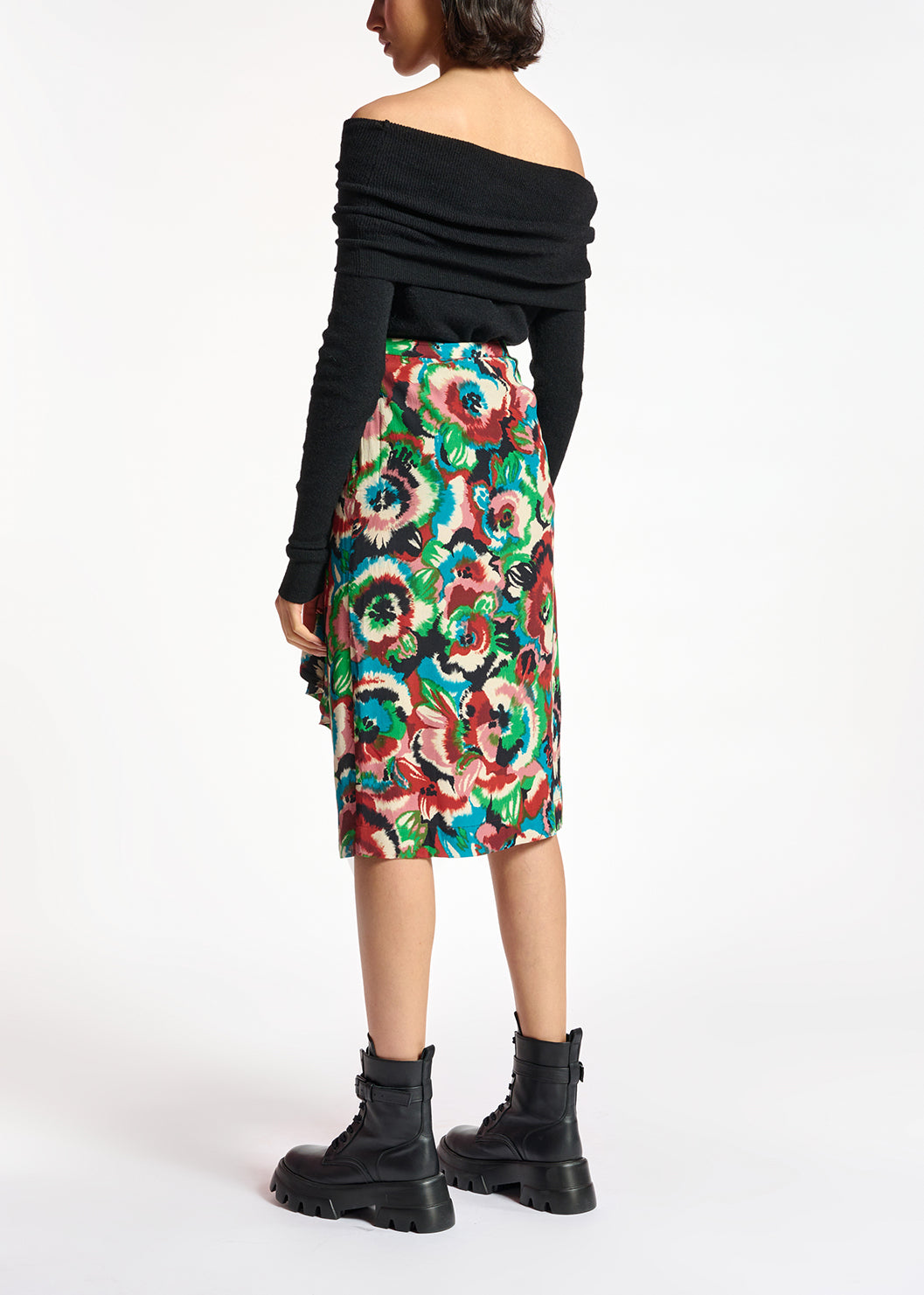 Multicolor floral printed midi skirt RE—SSENTIEL | Essentiel second hand