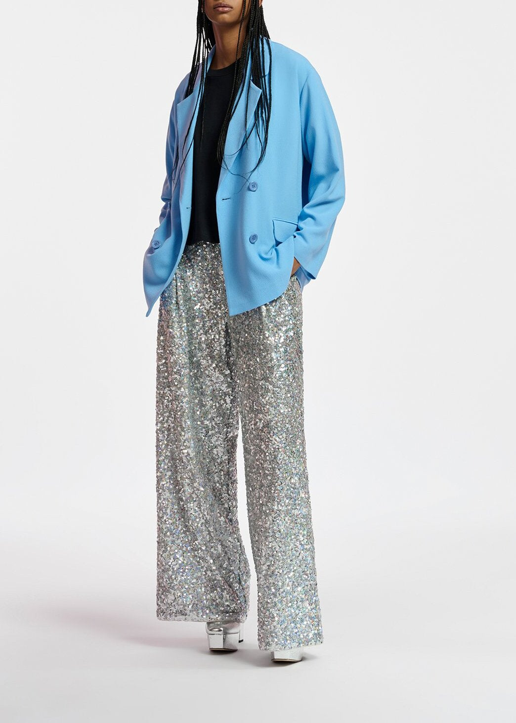 Blue double-breasted blazer RE—SSENTIEL | Essentiel second hand