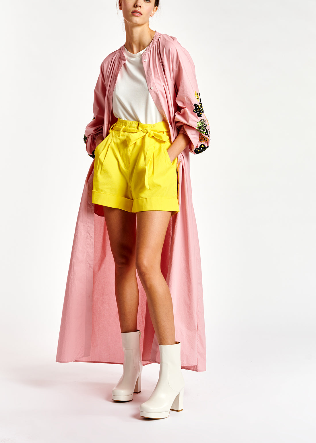 Yellow high-waisted shorts RE—SSENTIEL | Essentiel second hand