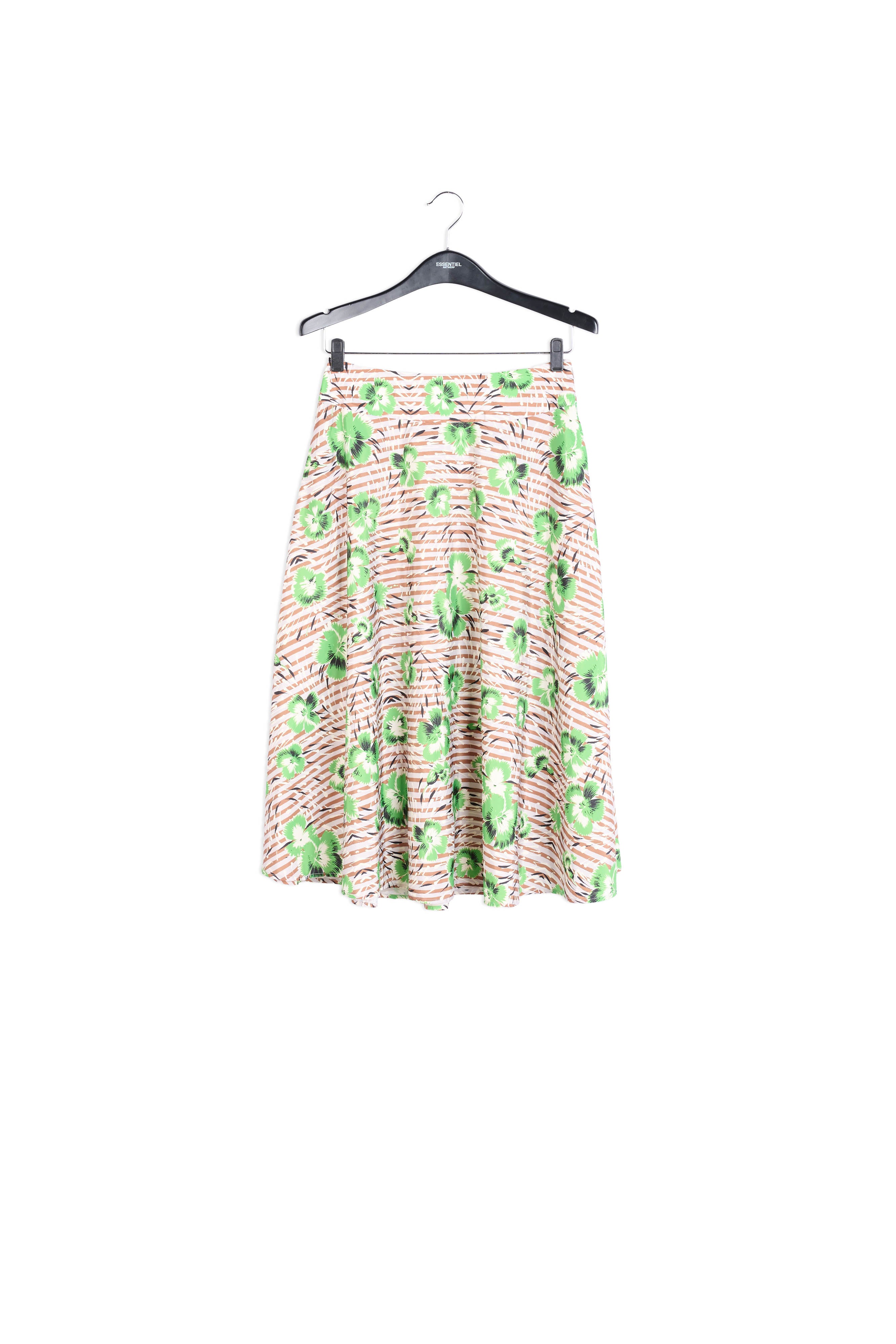 Jupe trapèze à rayures et fleurs rouges RE—SSENTIEL | Essentiel second hand