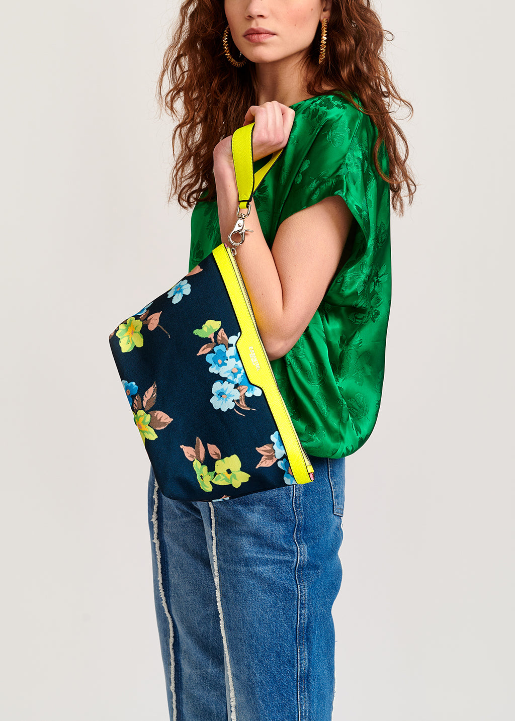 Green floral-print jacquard top RE—SSENTIEL | Essentiel second hand