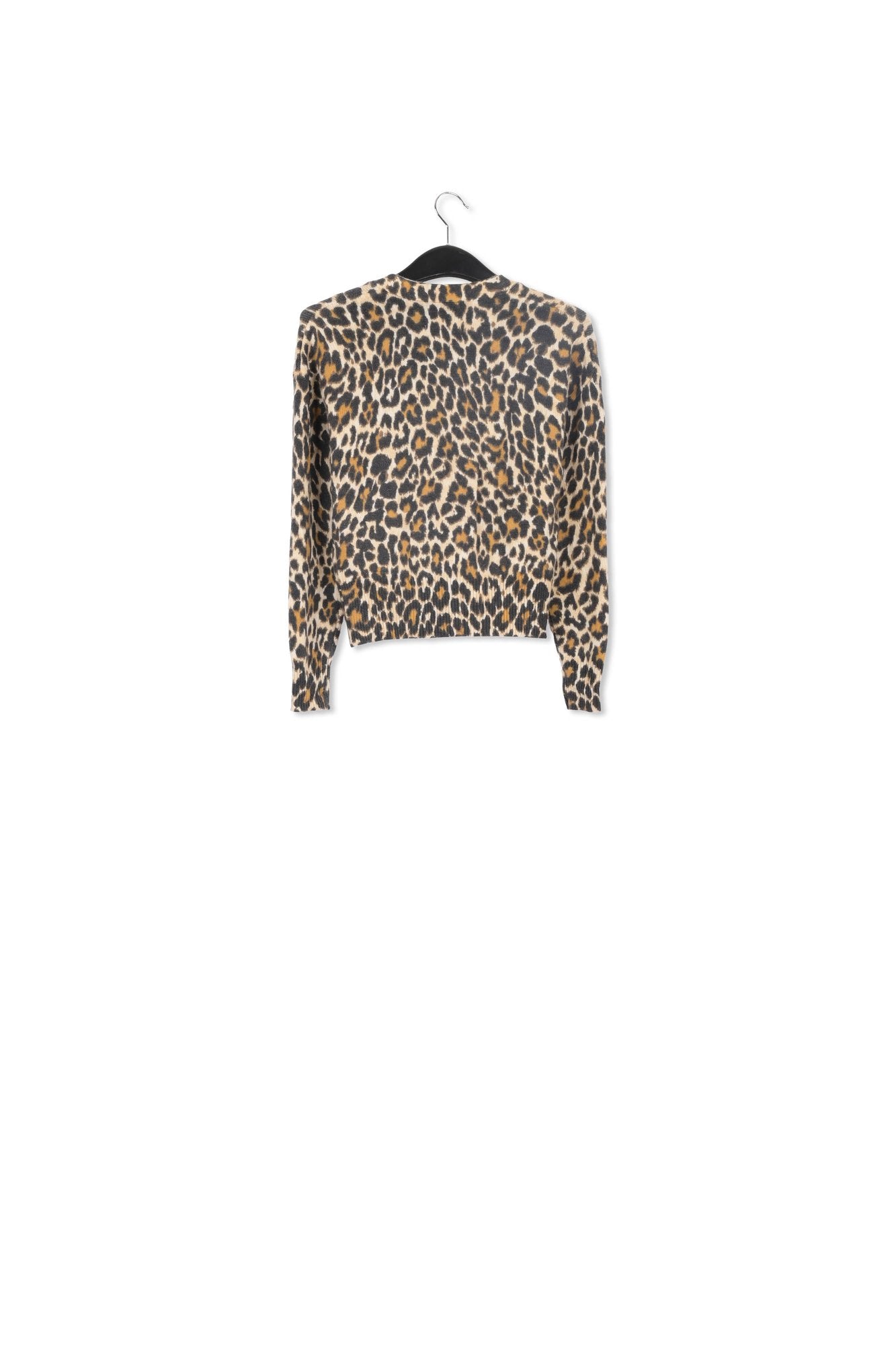 Bruine V-hals cardigan in luipaardjacquard RE—SSENTIEL | Essentiel second hand