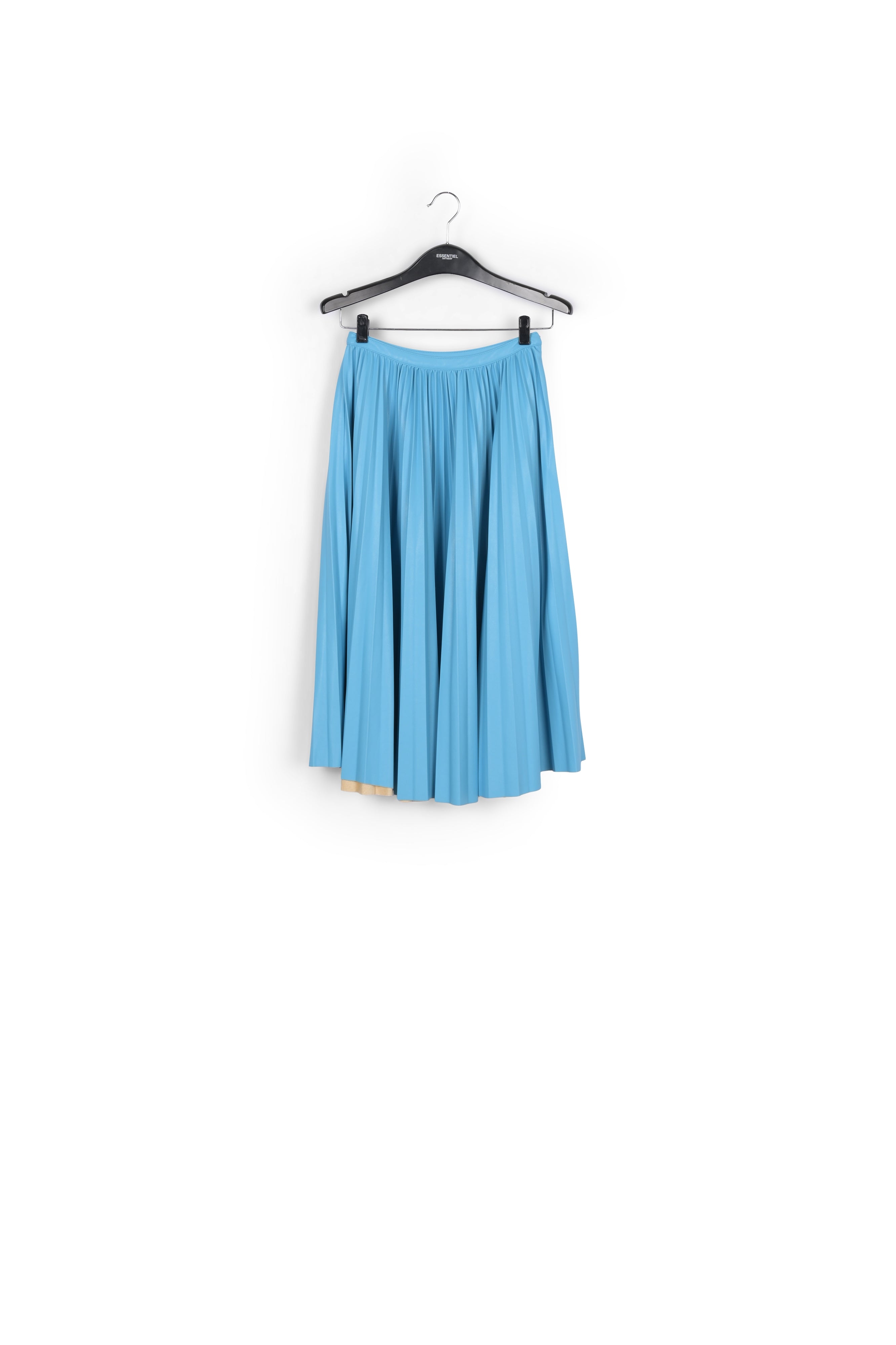 Blue faux leather plissé skirt RE—SSENTIEL | Essentiel second hand