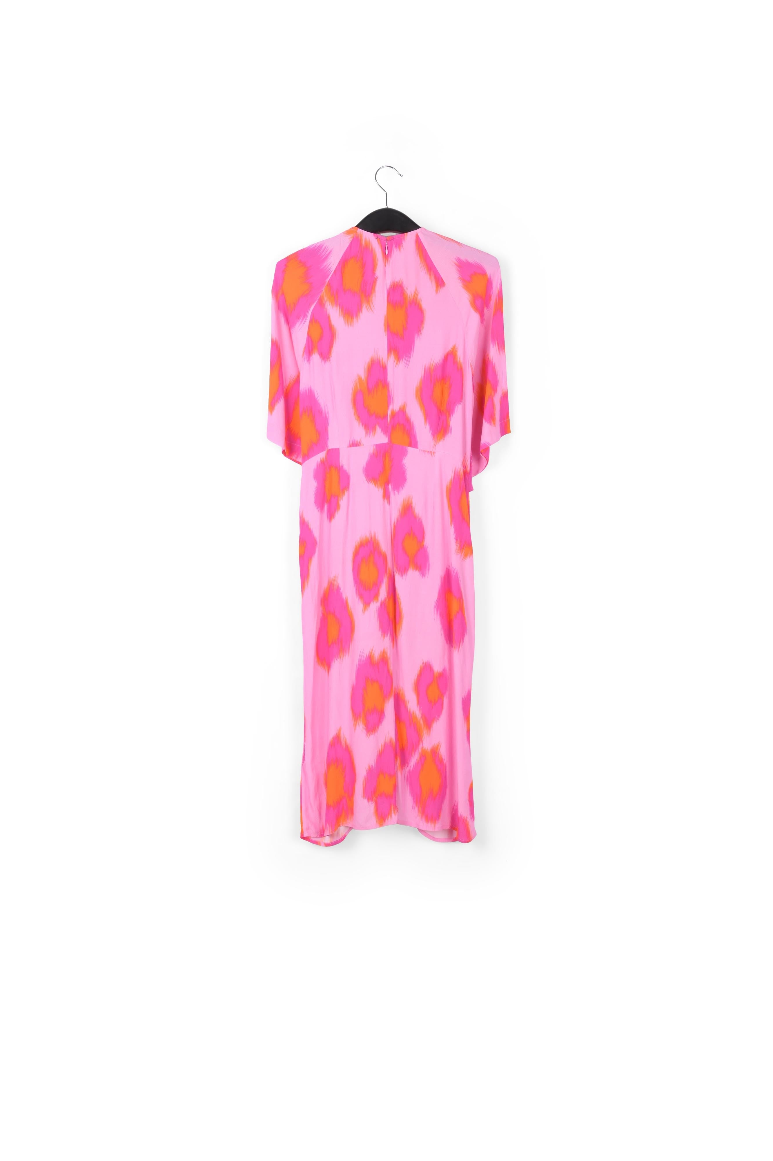 Robe midi à imprimé léopard rose, pourpre et orange RE—SSENTIEL | Essentiel second hand
