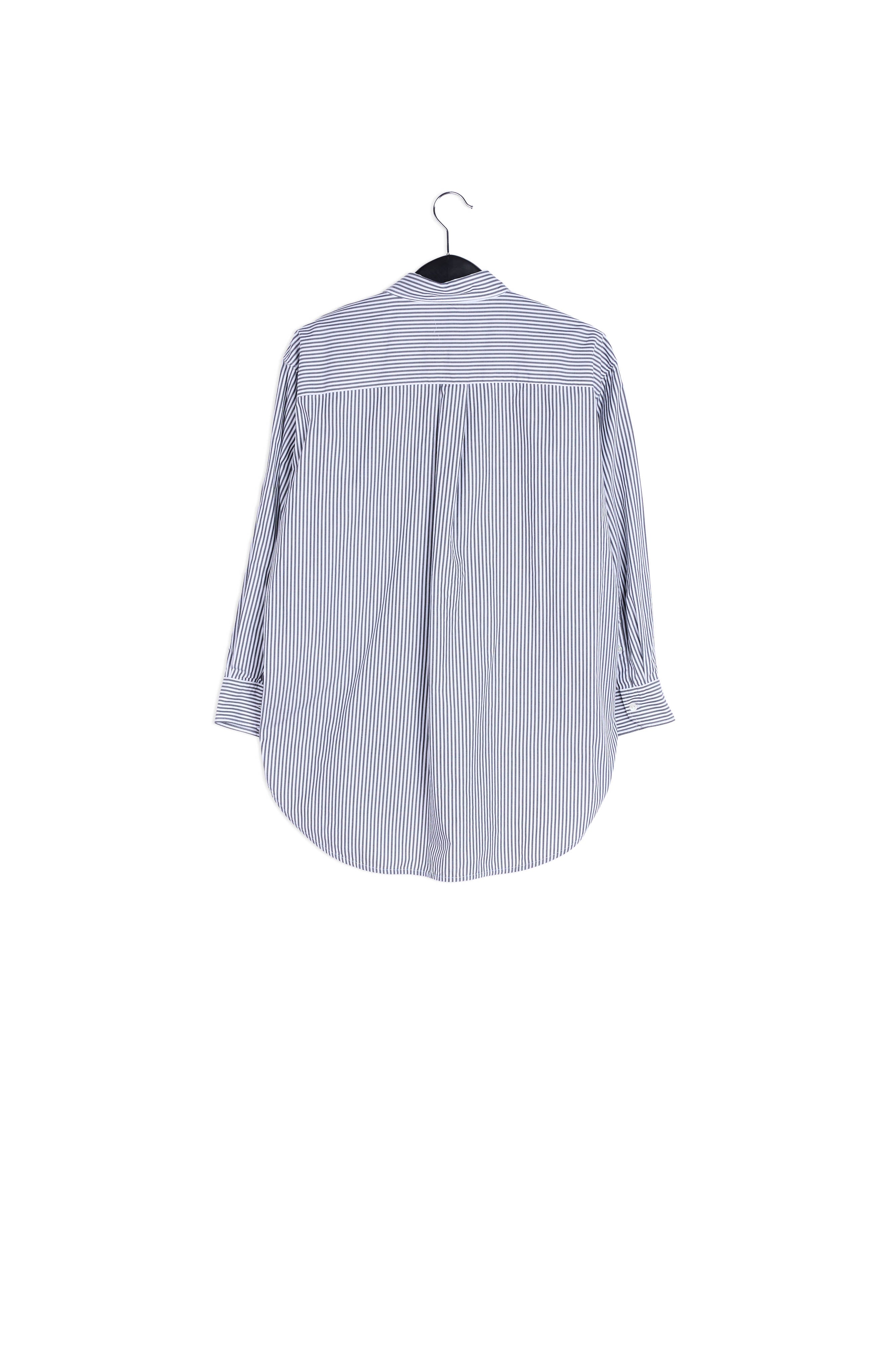 Grey and off-white striped cotton shirt RE—SSENTIEL | Essentiel second hand