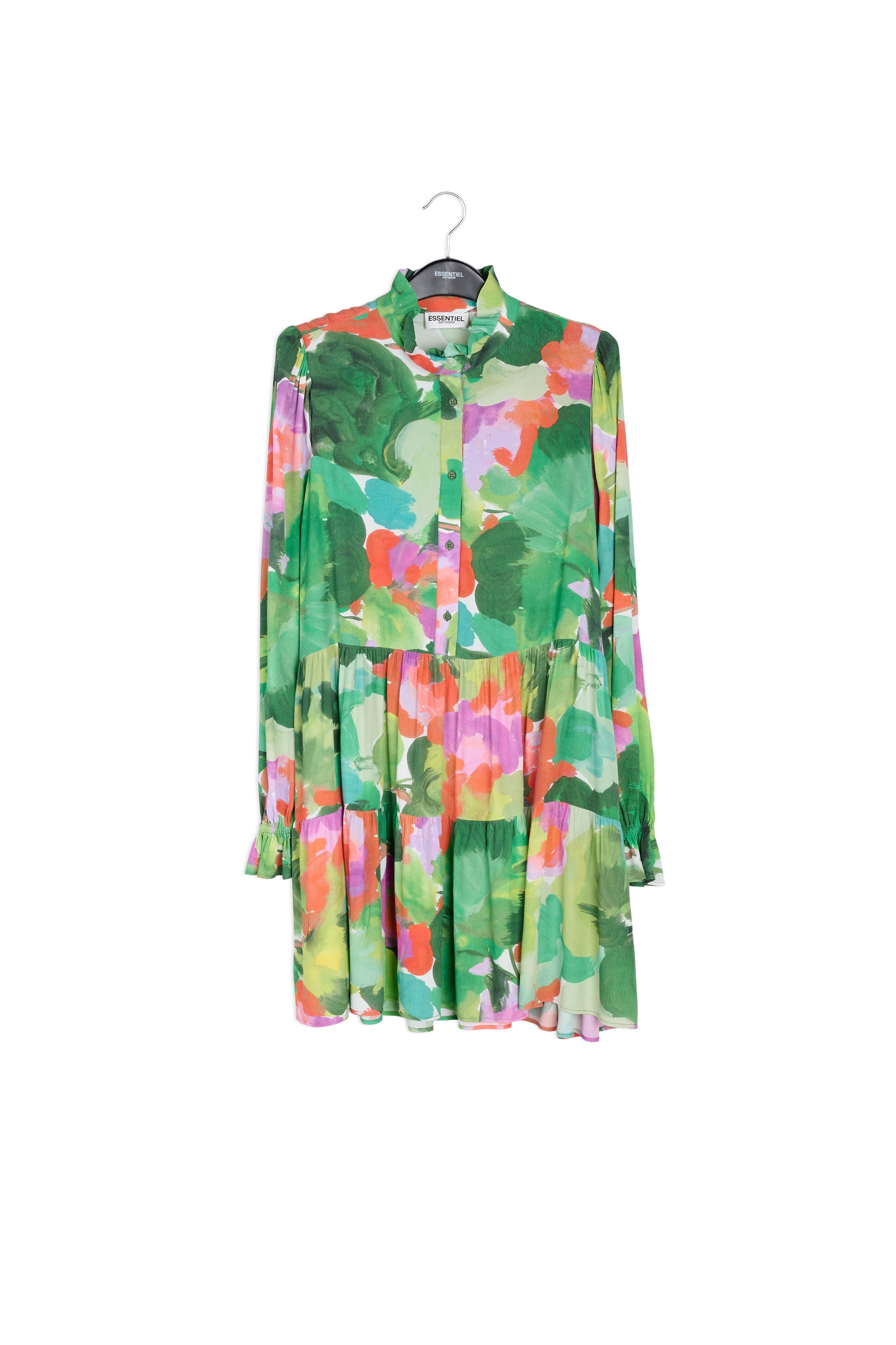Green, red and purple watercolor-print mini dress RE—SSENTIEL | Essentiel second hand
