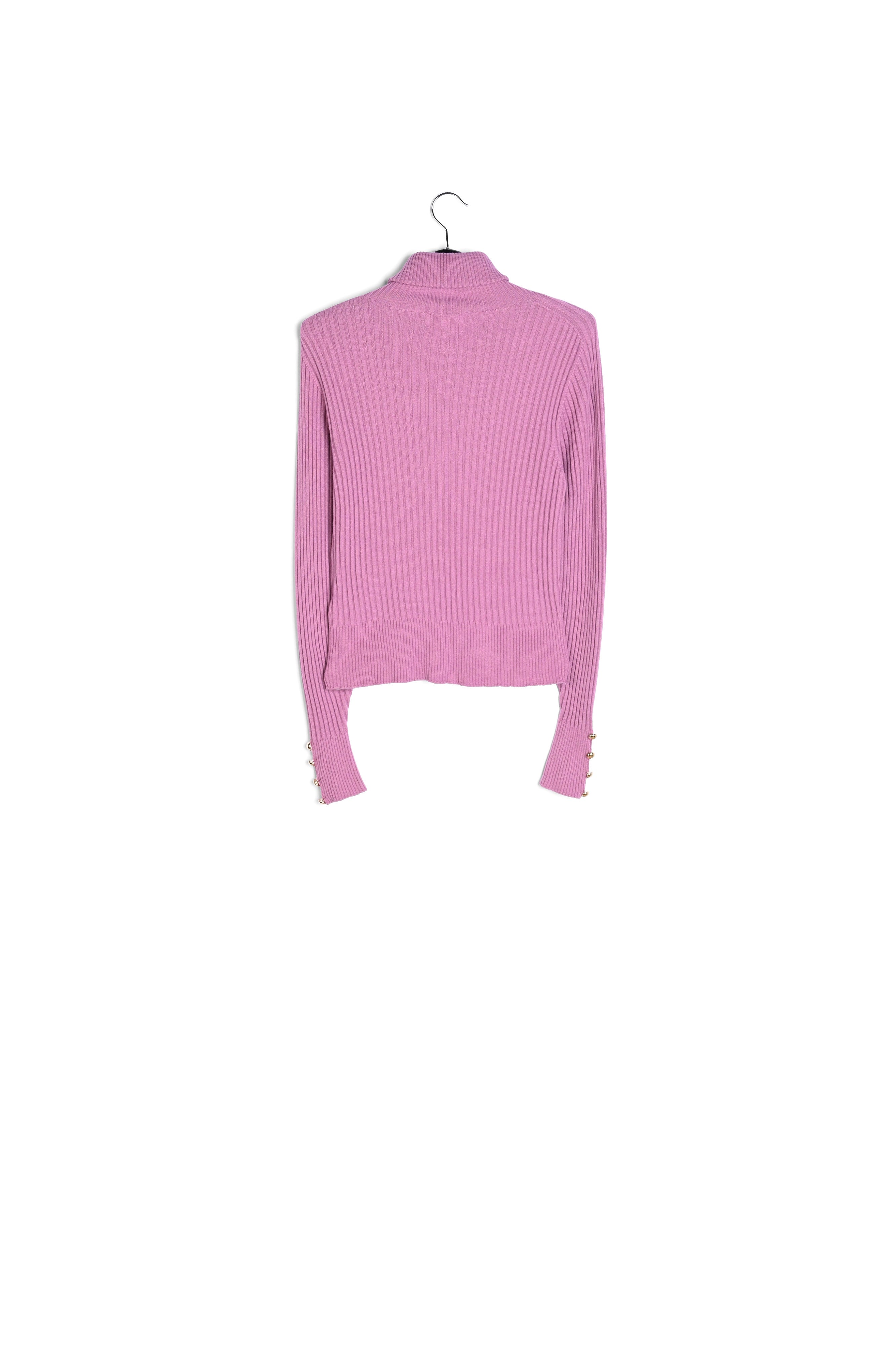 Pink rib-knitted turtleneck sweater RE—SSENTIEL | Essentiel second hand