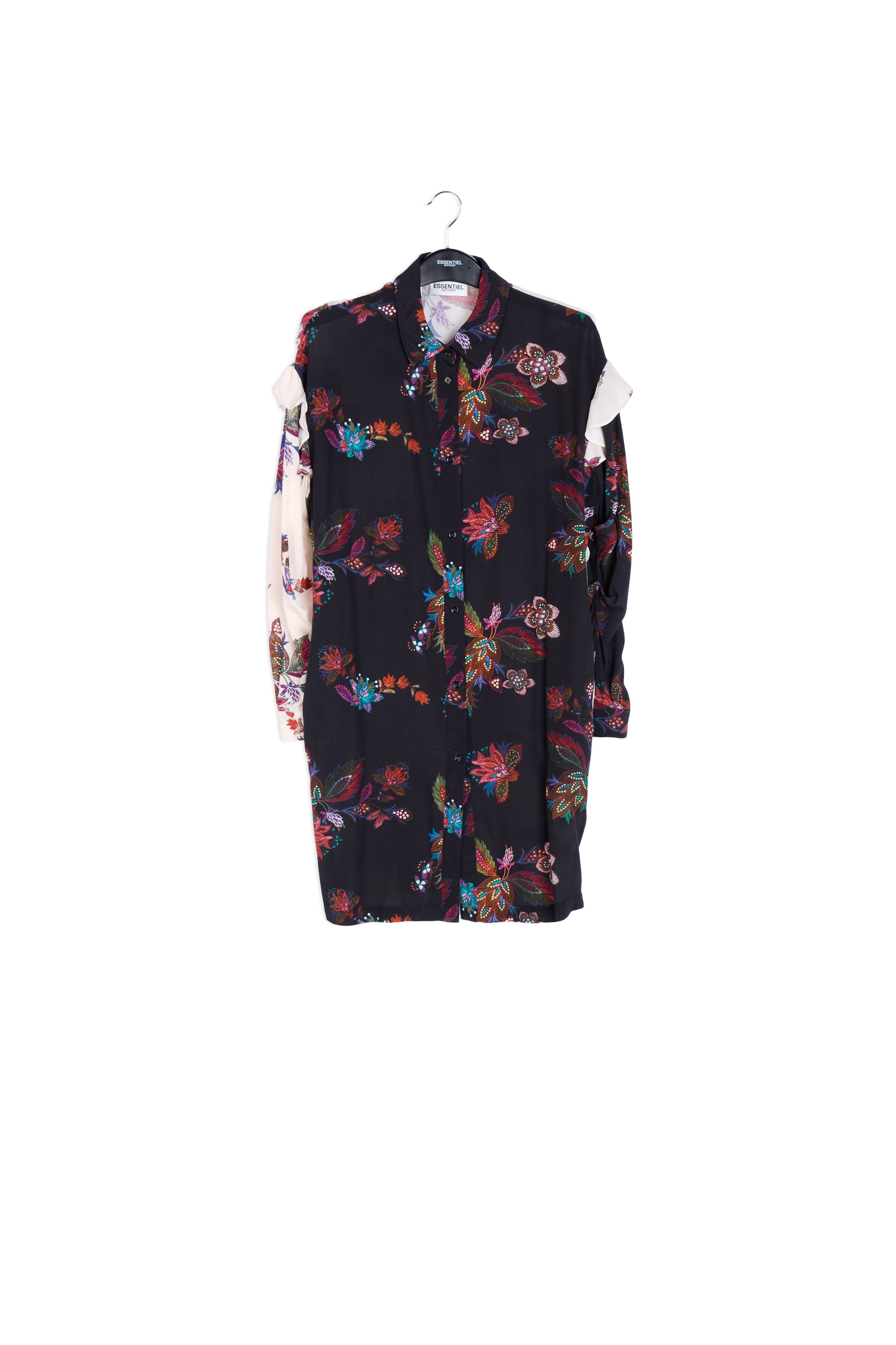 Black and white shirt dress with floral print RE—SSENTIEL | Essentiel second hand