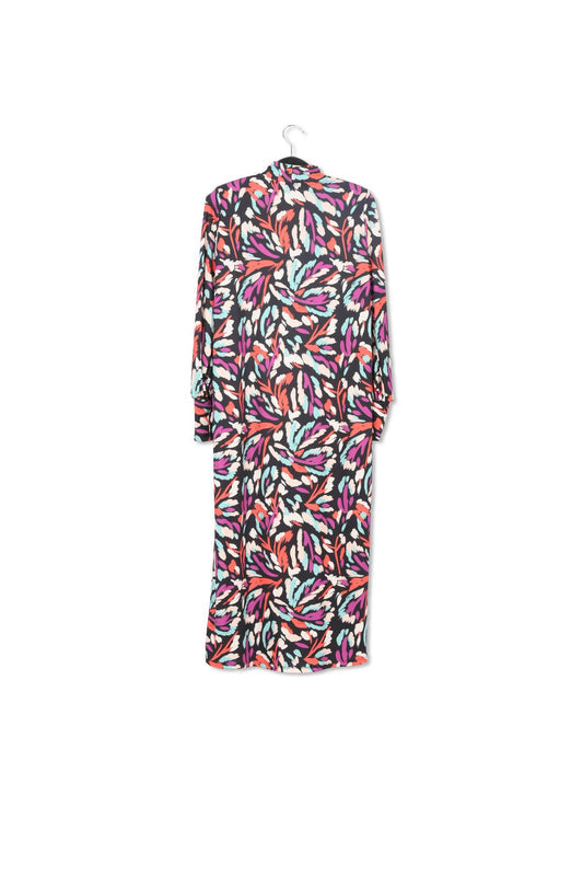 Black, coral red and purple stretch-jersey midi dress RE—SSENTIEL | Essentiel second hand