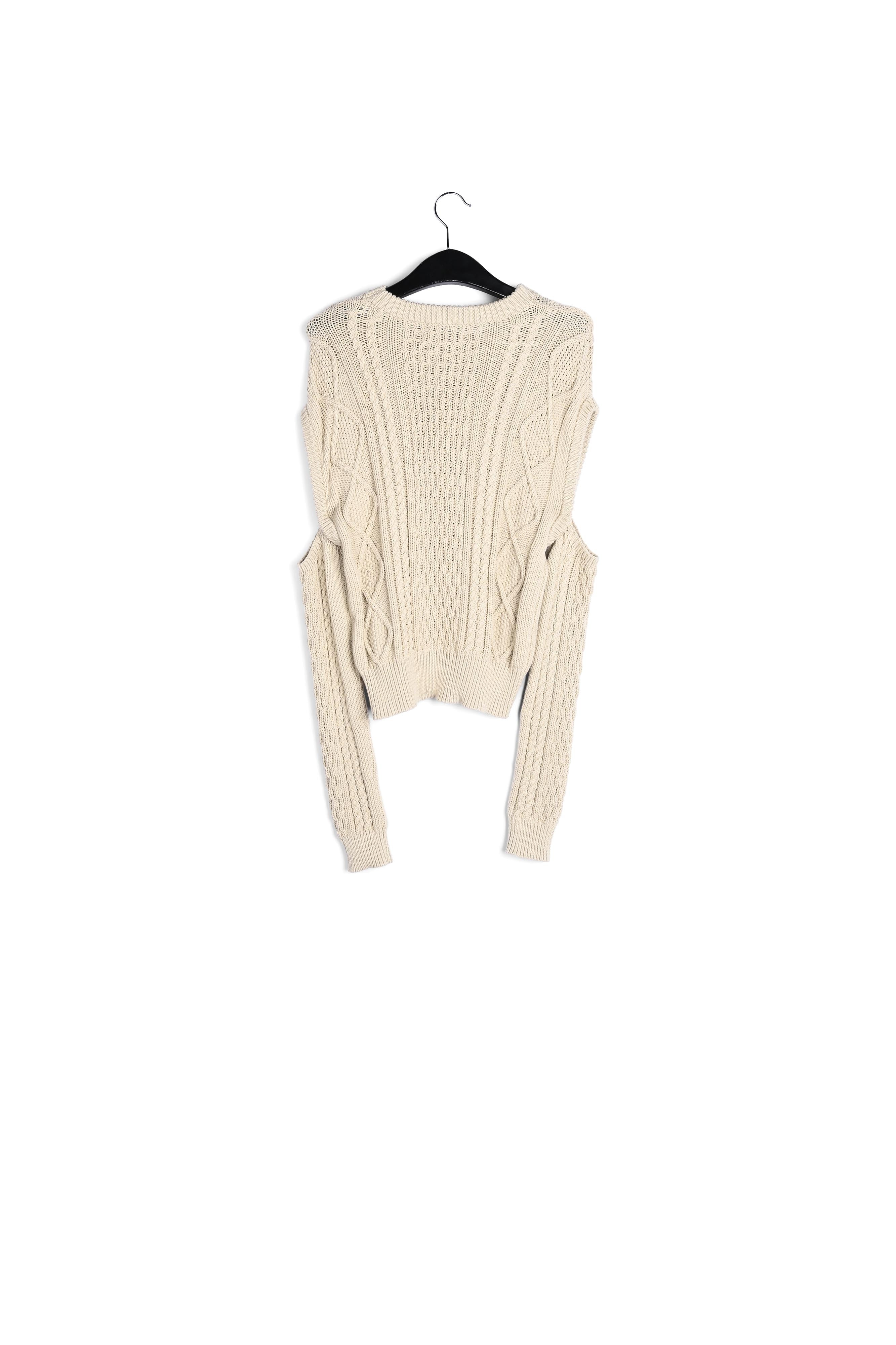 Ecru cable-knitted sweater with detachable sleeves RE—SSENTIEL | Essentiel second hand