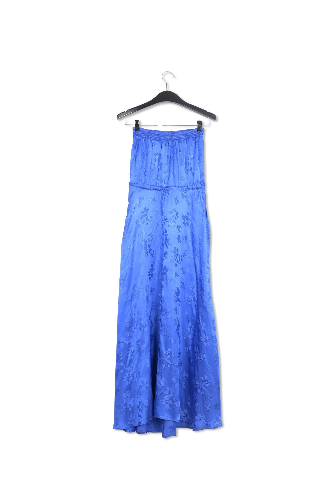 Cobalt blue floral-print jacquard maxi dress RE—SSENTIEL | Essentiel second hand