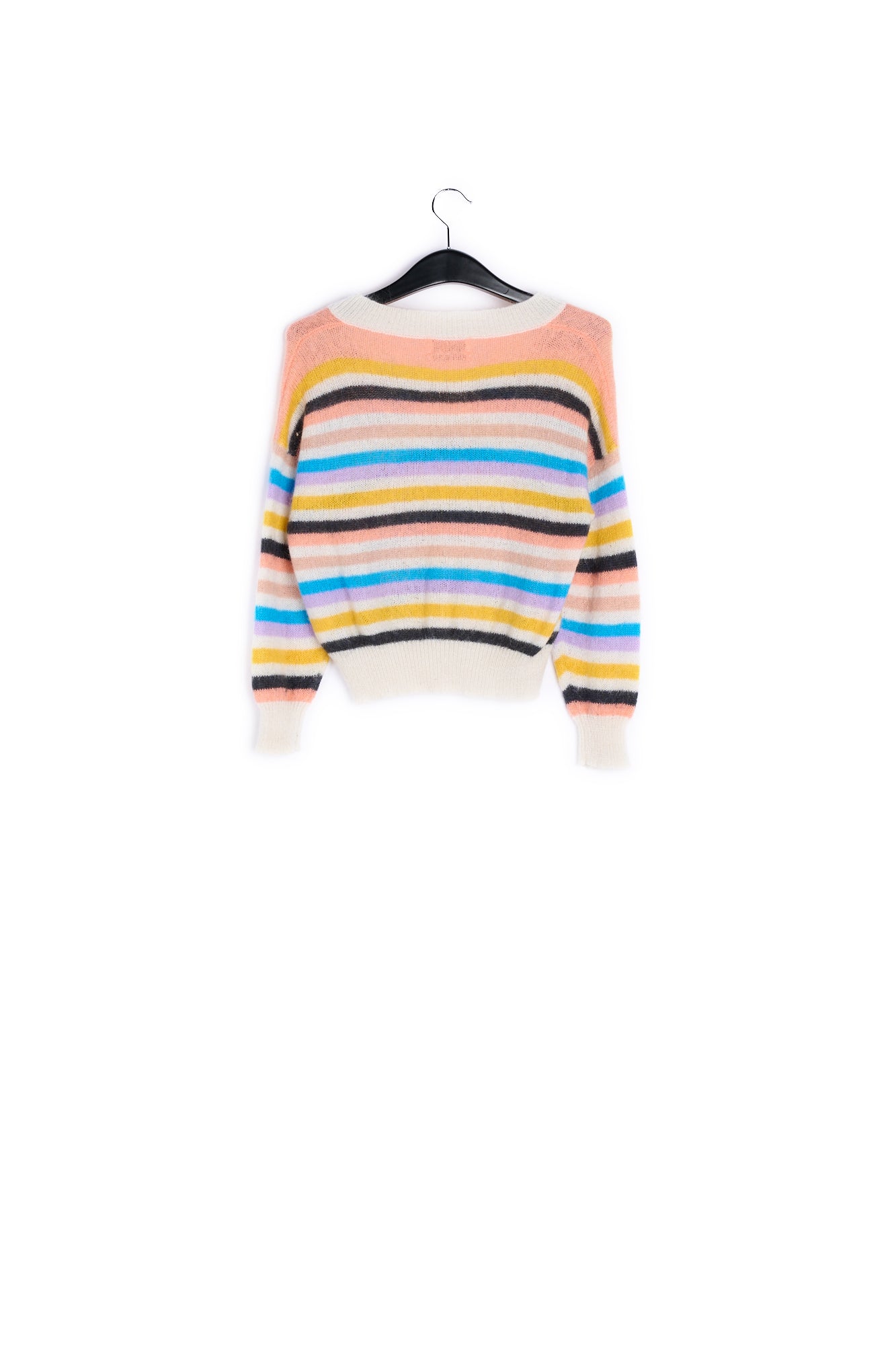 Multicolored striped light knit V-neck sweater RE—SSENTIEL | Essentiel second hand