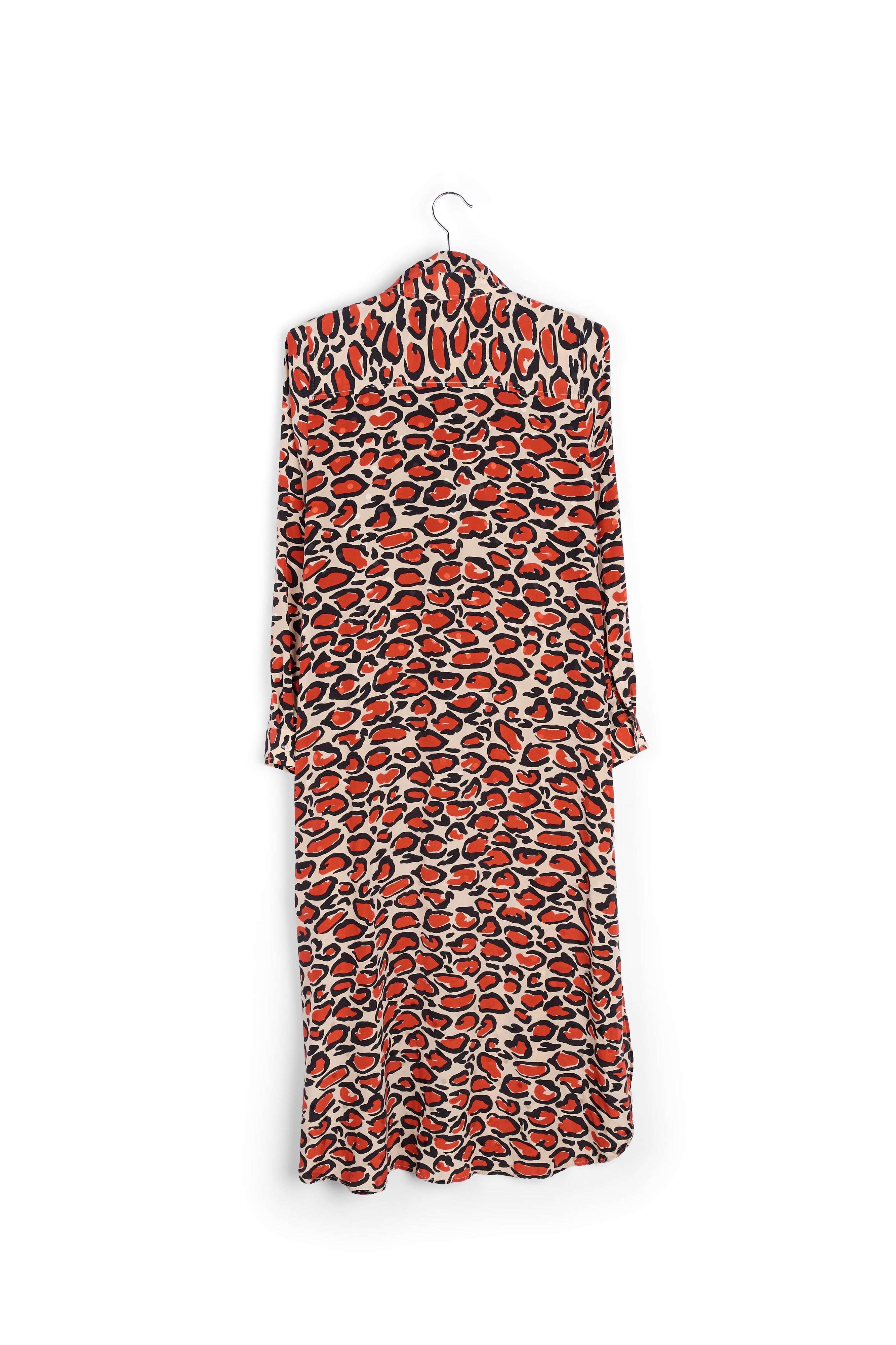 Gebroken witte zijden hemdjurk met luipaardprint RE—SSENTIEL | Essentiel second hand