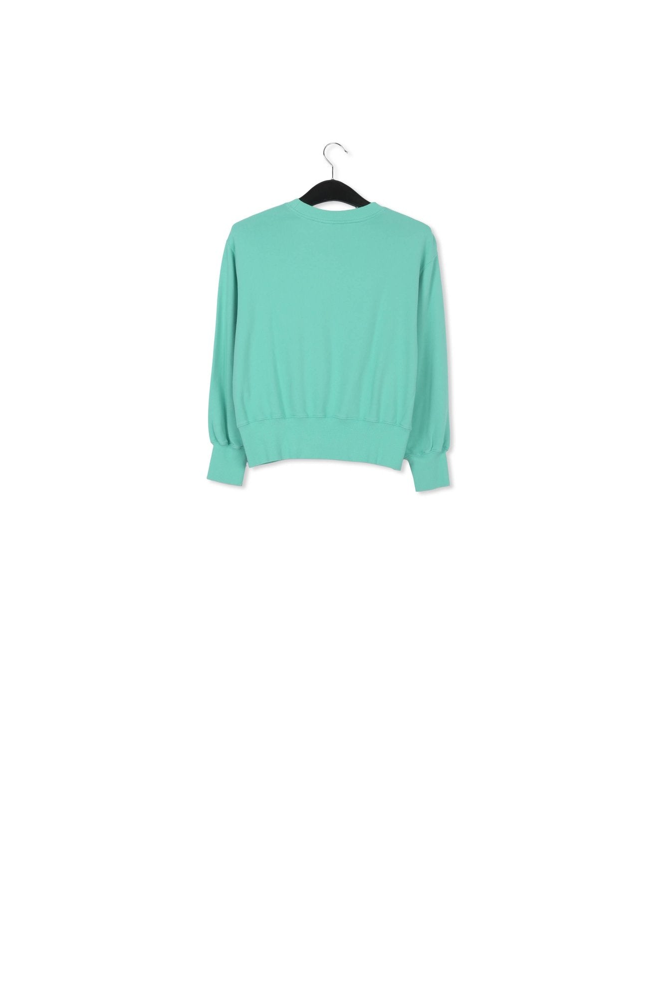 Sweatshirt turquoise en coton bio avec texte RE—SSENTIEL | Essentiel second hand