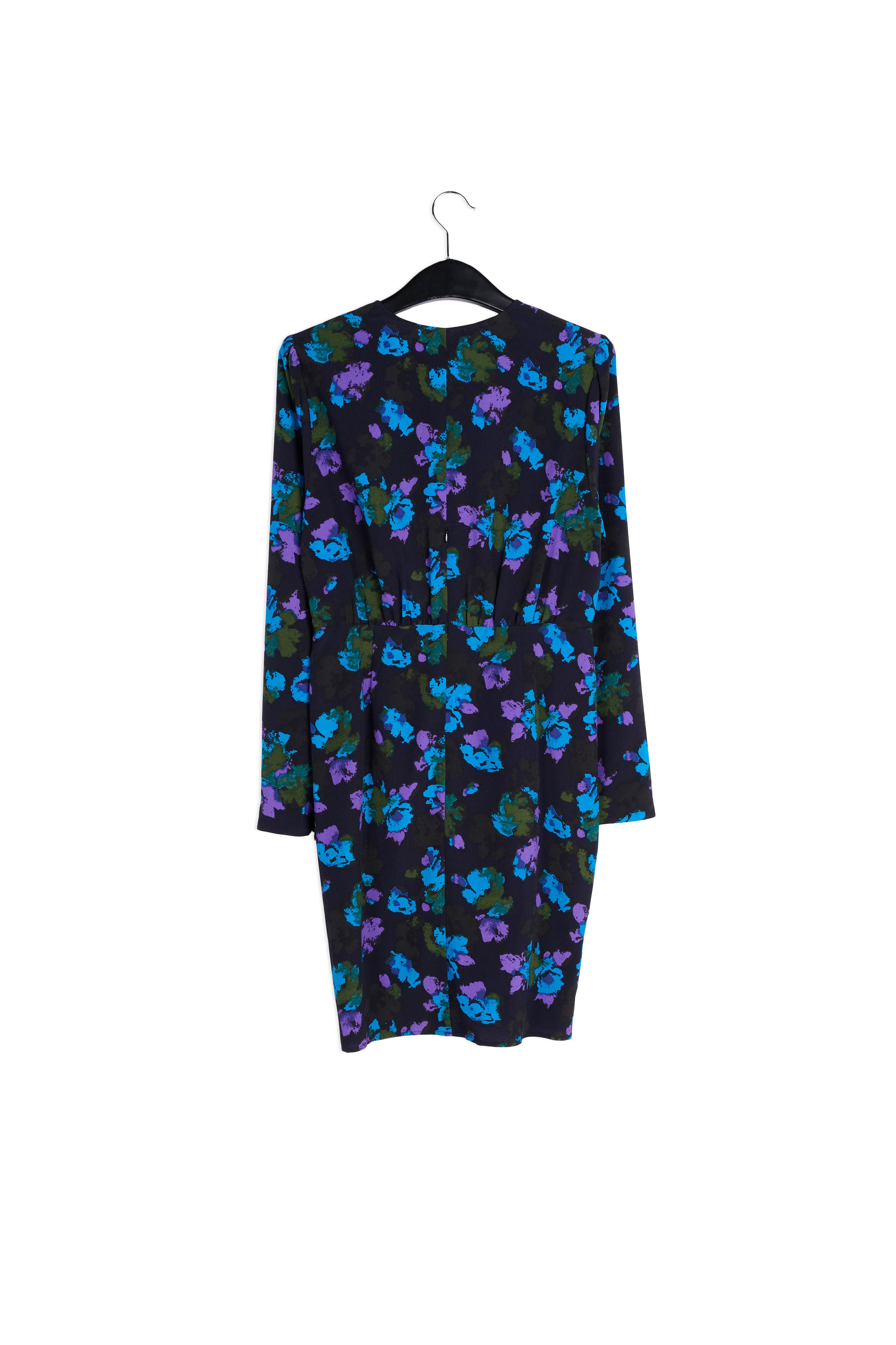 Zwarte en rode midi-jurk met wikkeleffect RE—SSENTIEL | Essentiel second hand