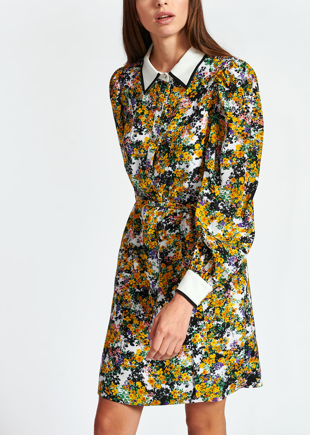 Gebroken witte mini-hemdjurk met bloemen RE—SSENTIEL | Essentiel second hand