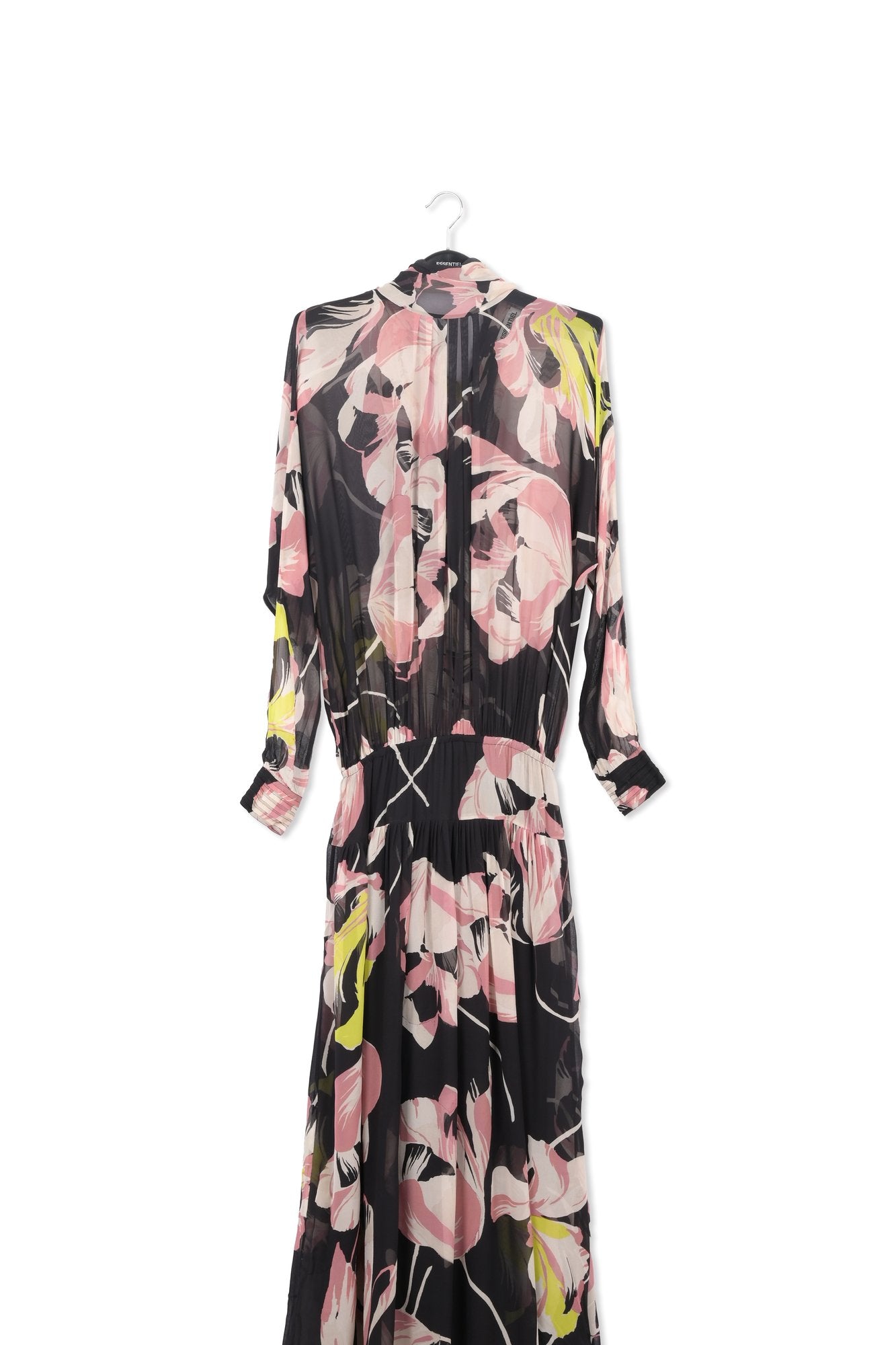 Black floral-print voluminous maxi dress RE—SSENTIEL | Essentiel second hand