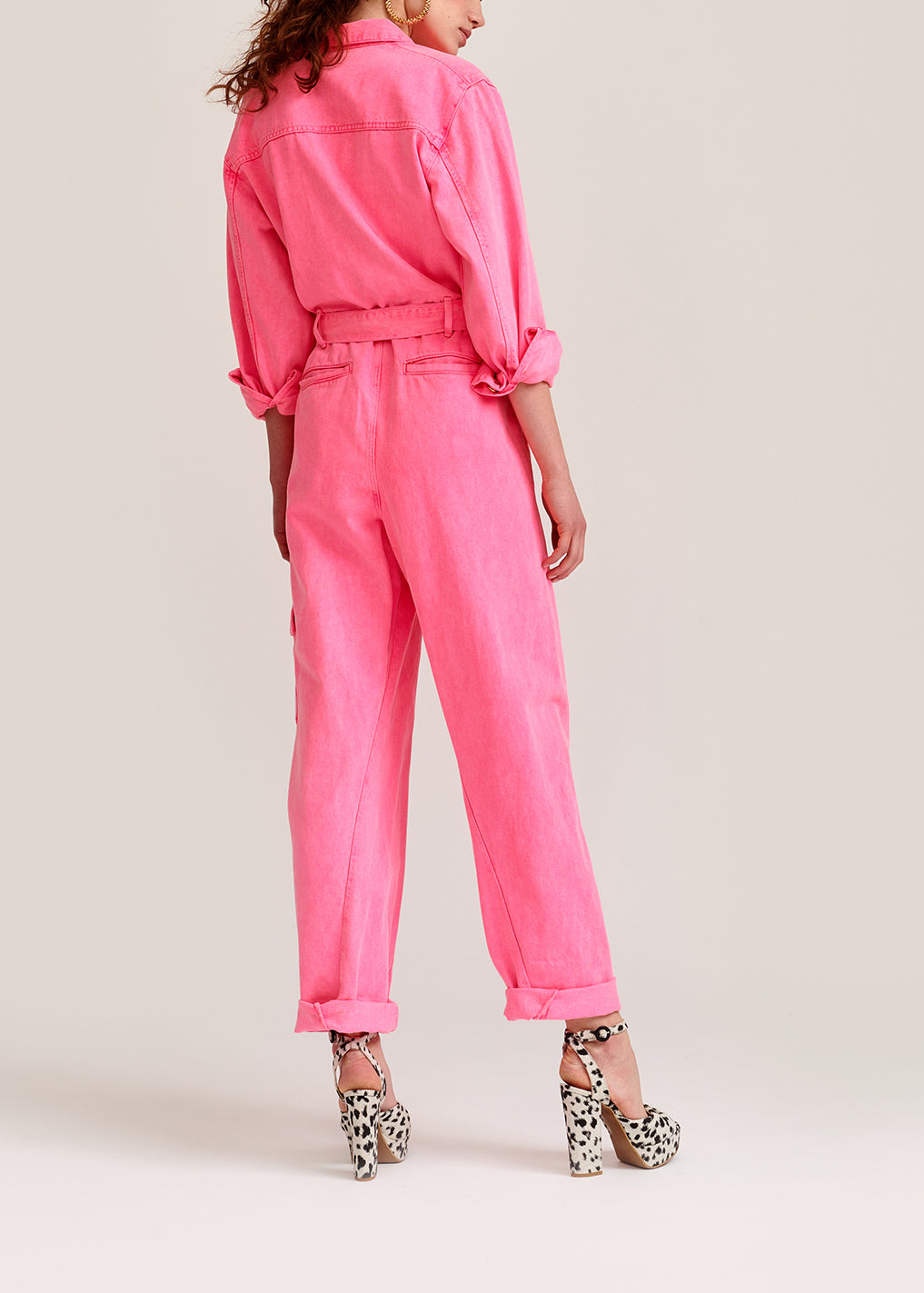 Neon pink denim jumpsuit RE—SSENTIEL | Essentiel second hand