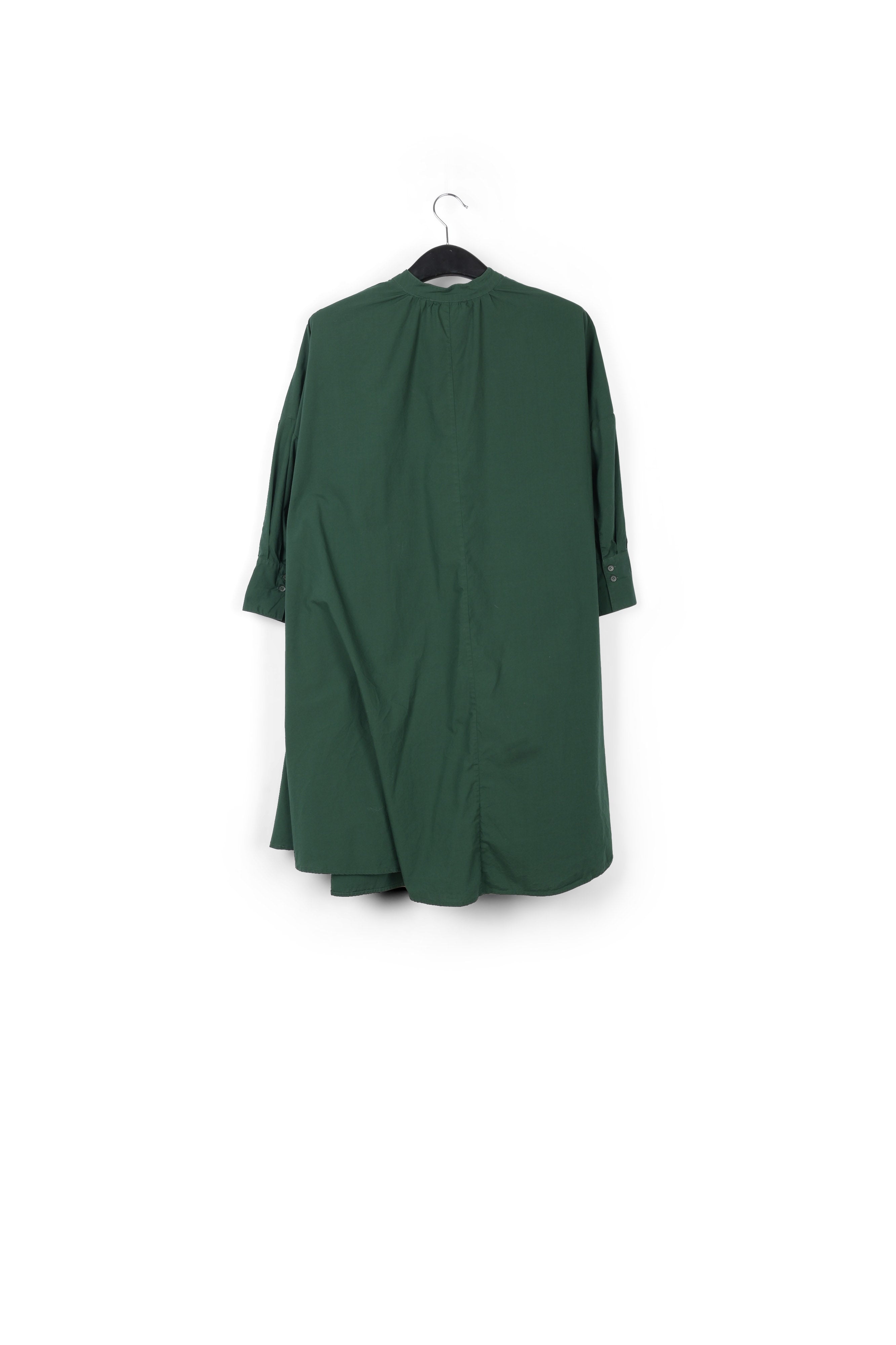 Dark green cotton oversized knee-length shirt dress RE—SSENTIEL | Essentiel second hand