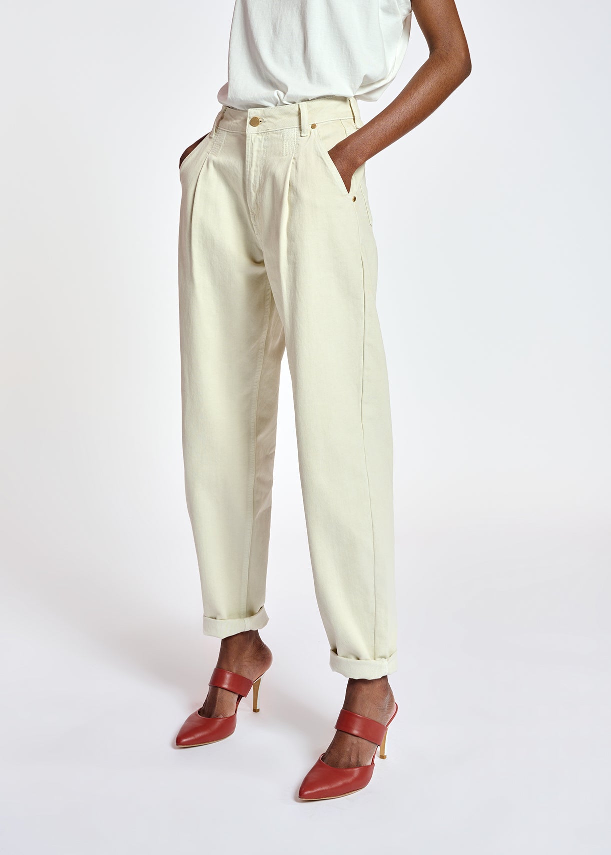 Off-white denim boyfriend jeans RE—SSENTIEL | Essentiel second hand