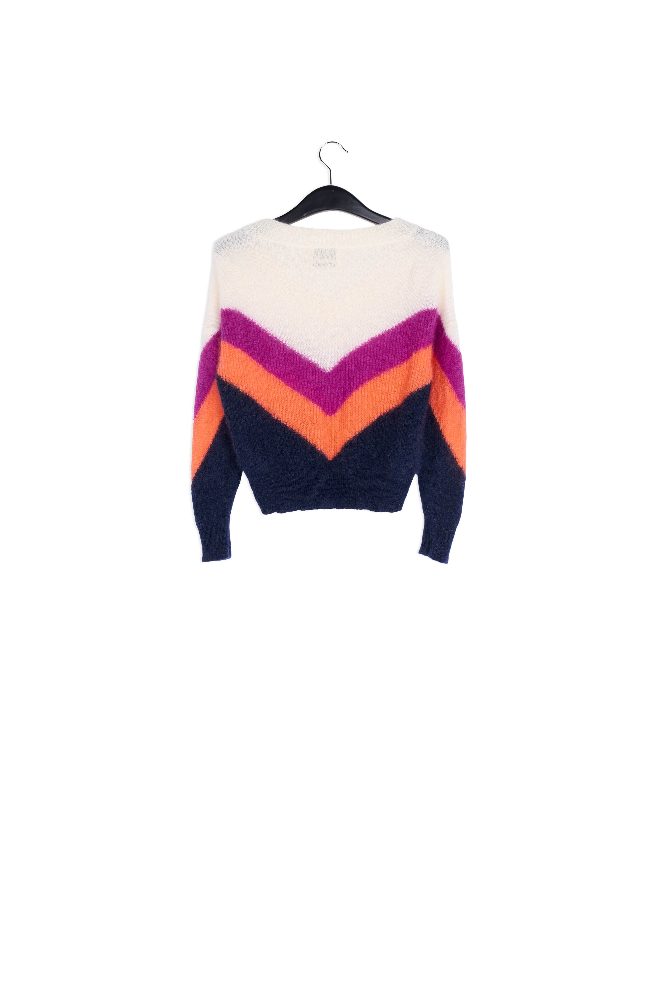 Purple, orange and black v pattern sweater RE—SSENTIEL | Essentiel second hand