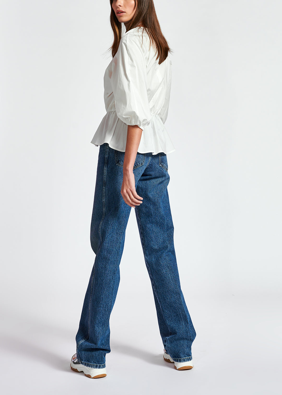 Witte peplumtop van popeline met bloemen RE—SSENTIEL | Essentiel second hand