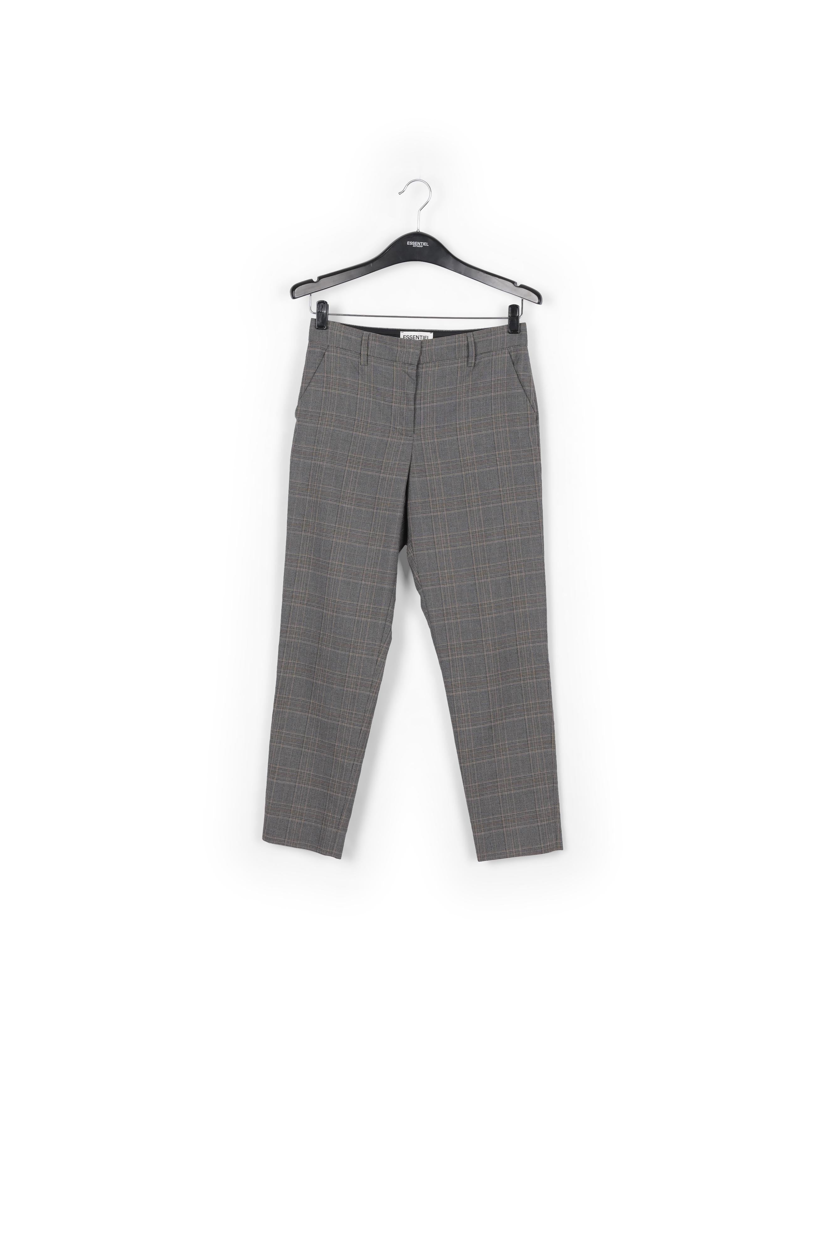 Pantalon gris 7/8me fuselé à carreaux RE—SSENTIEL | Essentiel second hand