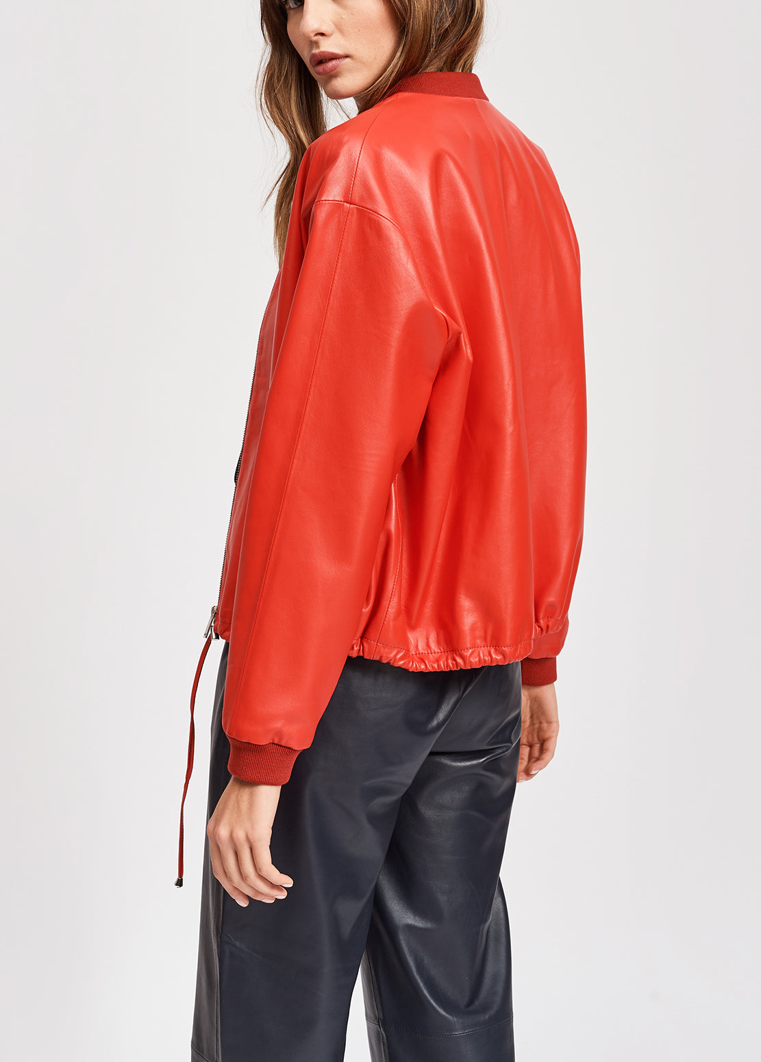 Red soft leather jacket RE—SSENTIEL | Essentiel second hand