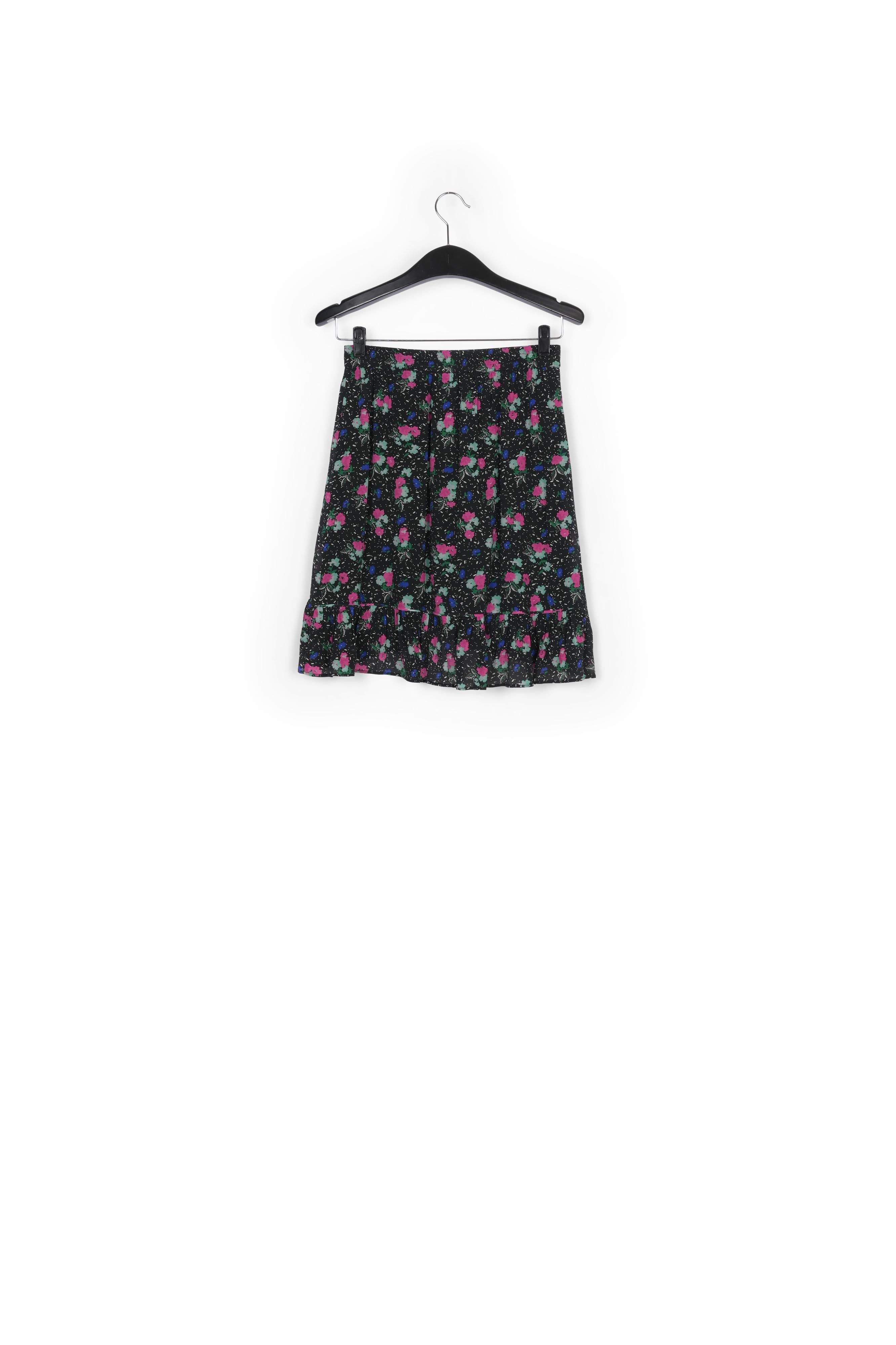 Jupe mini noire à fleurs avec volant RE—SSENTIEL | Essentiel second hand