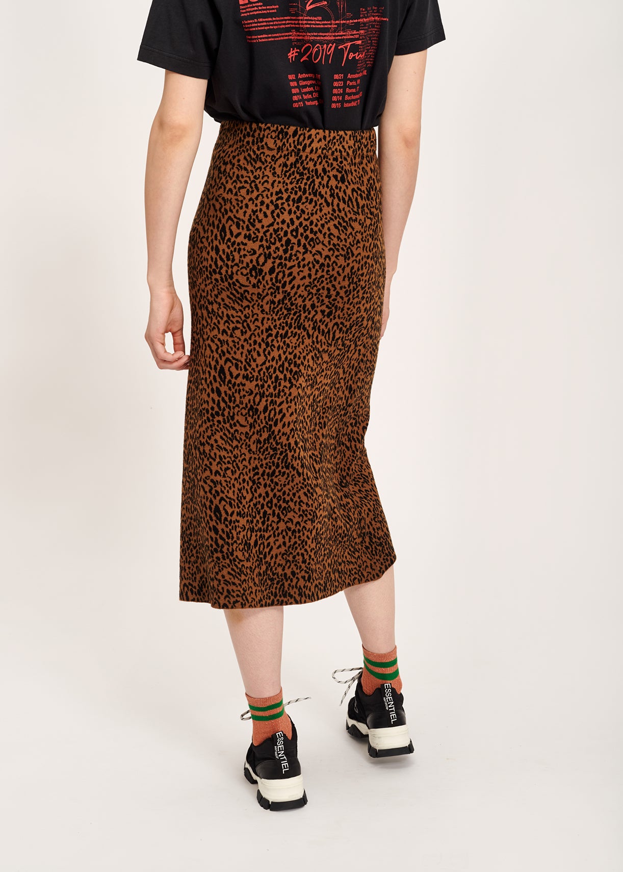 Gebreide midirok met luipaardprint RE—SSENTIEL | Essentiel second hand