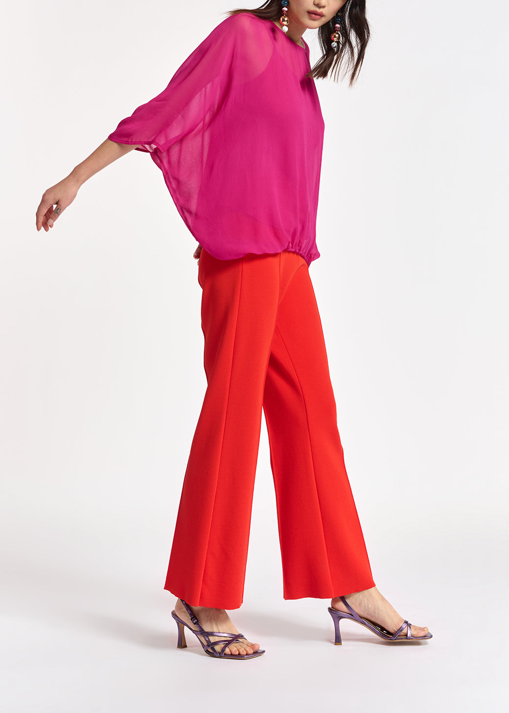 Pink voluminous sheer top RE—SSENTIEL | Essentiel second hand