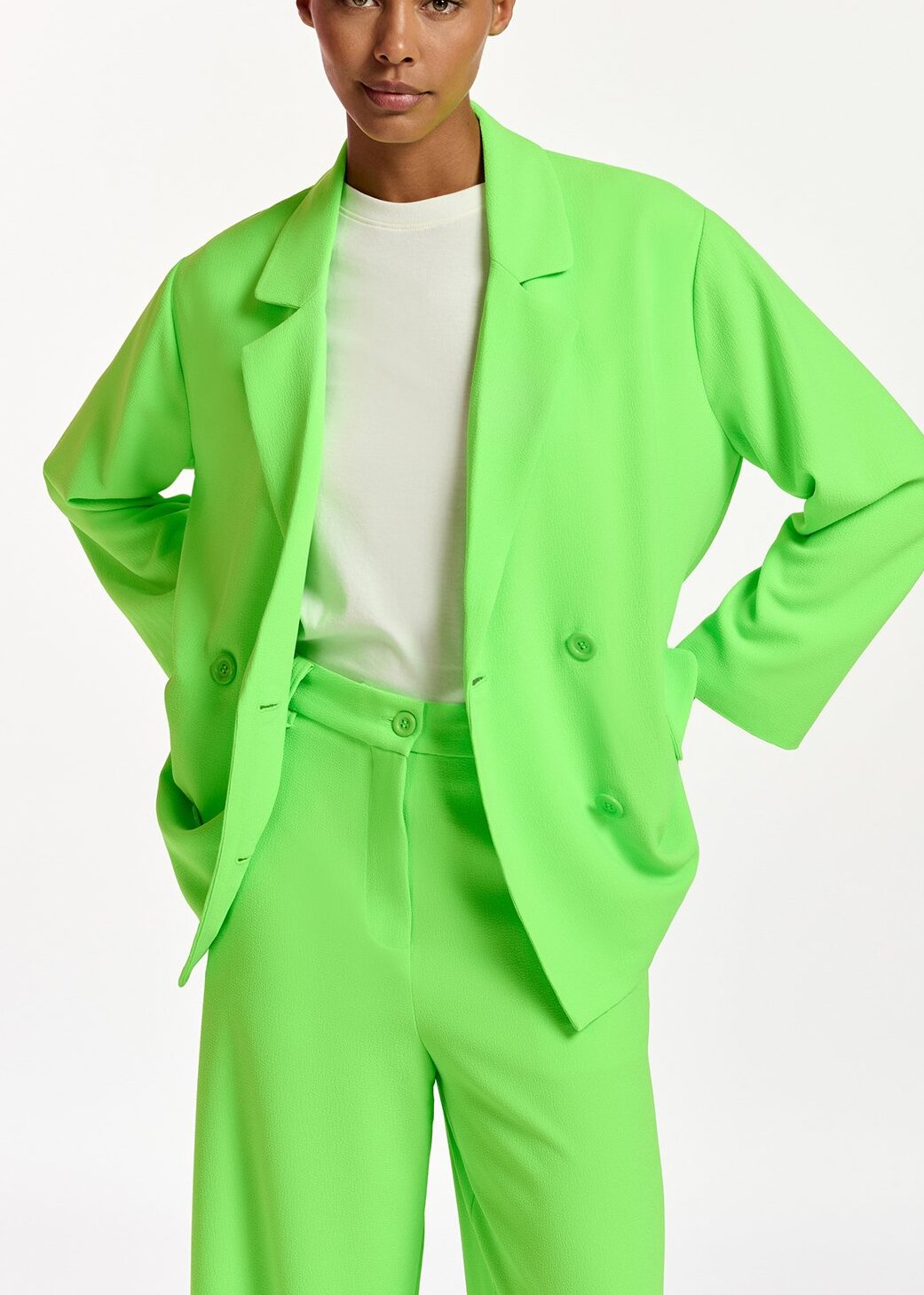 Blazer croisé vert fluo RE—SSENTIEL | Essentiel second hand