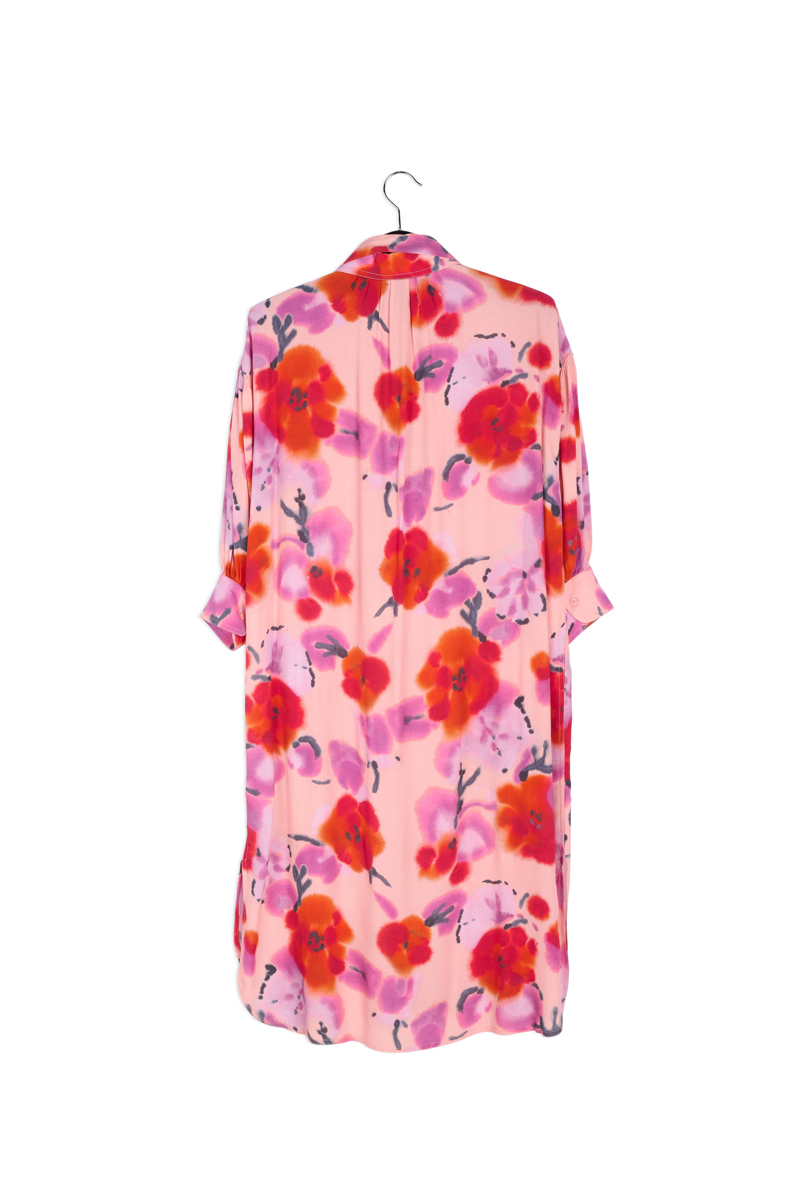 Light pink, red and purple floral-print shirt dress RE—SSENTIEL | Essentiel second hand