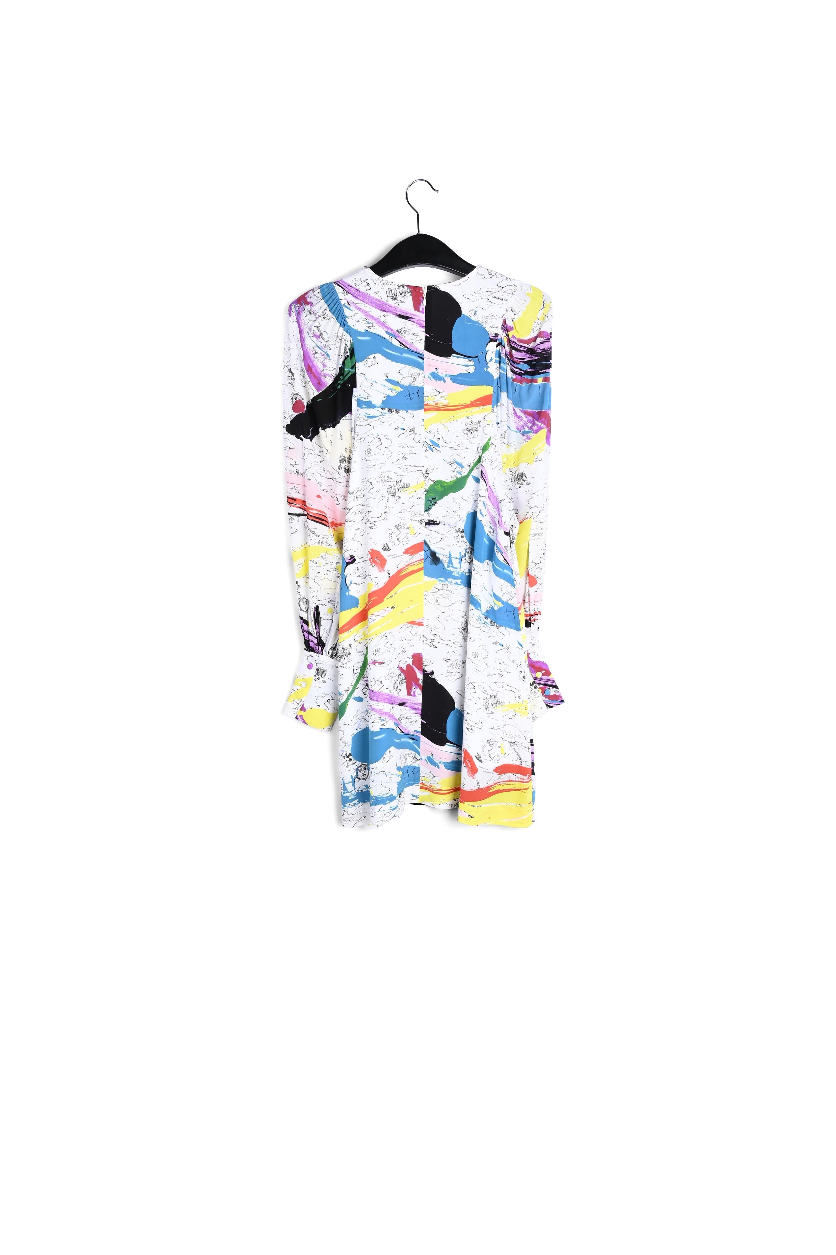 Gebroken witte mini-jurk met kleurrijke verfstrepen RE—SSENTIEL | Essentiel second hand