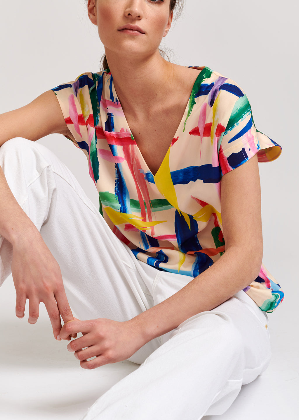 Multicolored graphic striped top RE—SSENTIEL | Essentiel second hand