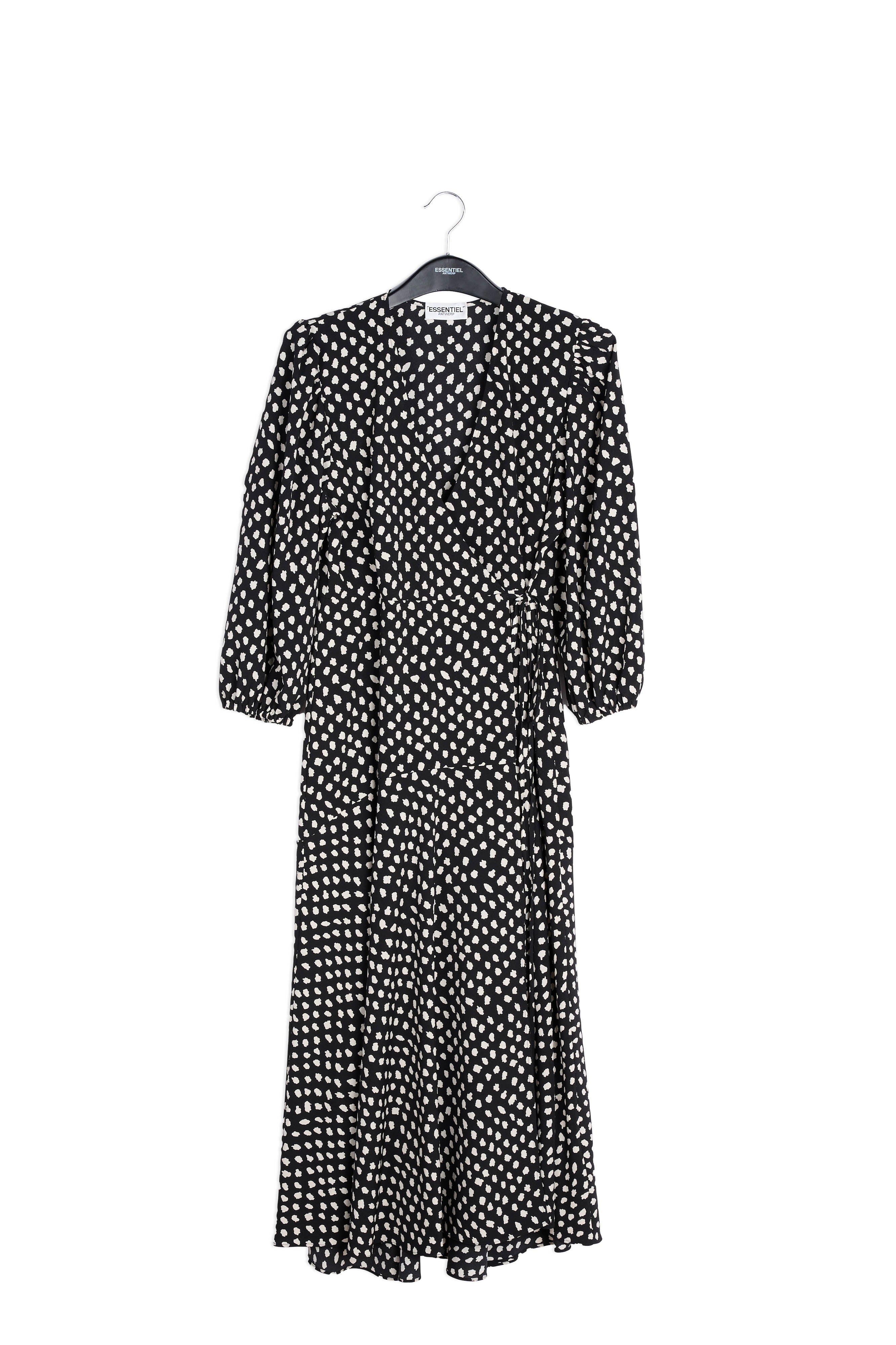 Black polka dot wrap maxi dress RE—SSENTIEL | Essentiel second hand