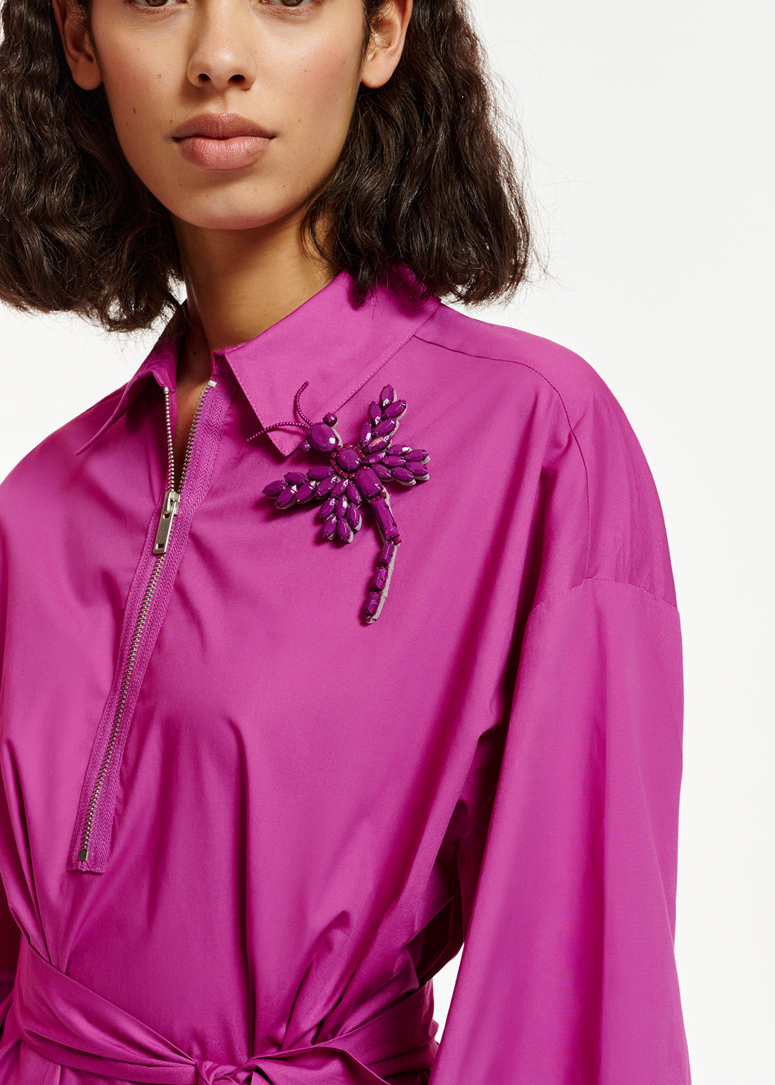 Purple cotton-poplin shirt dress RE—SSENTIEL | Essentiel second hand
