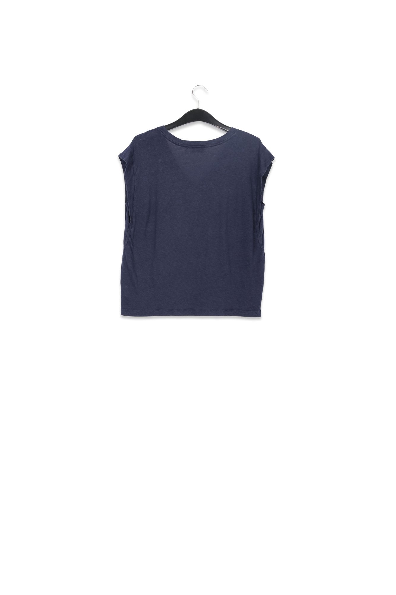 Blue linen V-neck T-Shirt RE—SSENTIEL | Essentiel second hand