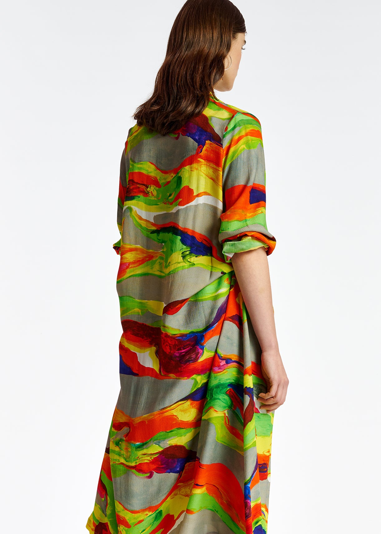 Multicolor midi-length shirt dress with paint stroke print RE—SSENTIEL | Essentiel second hand