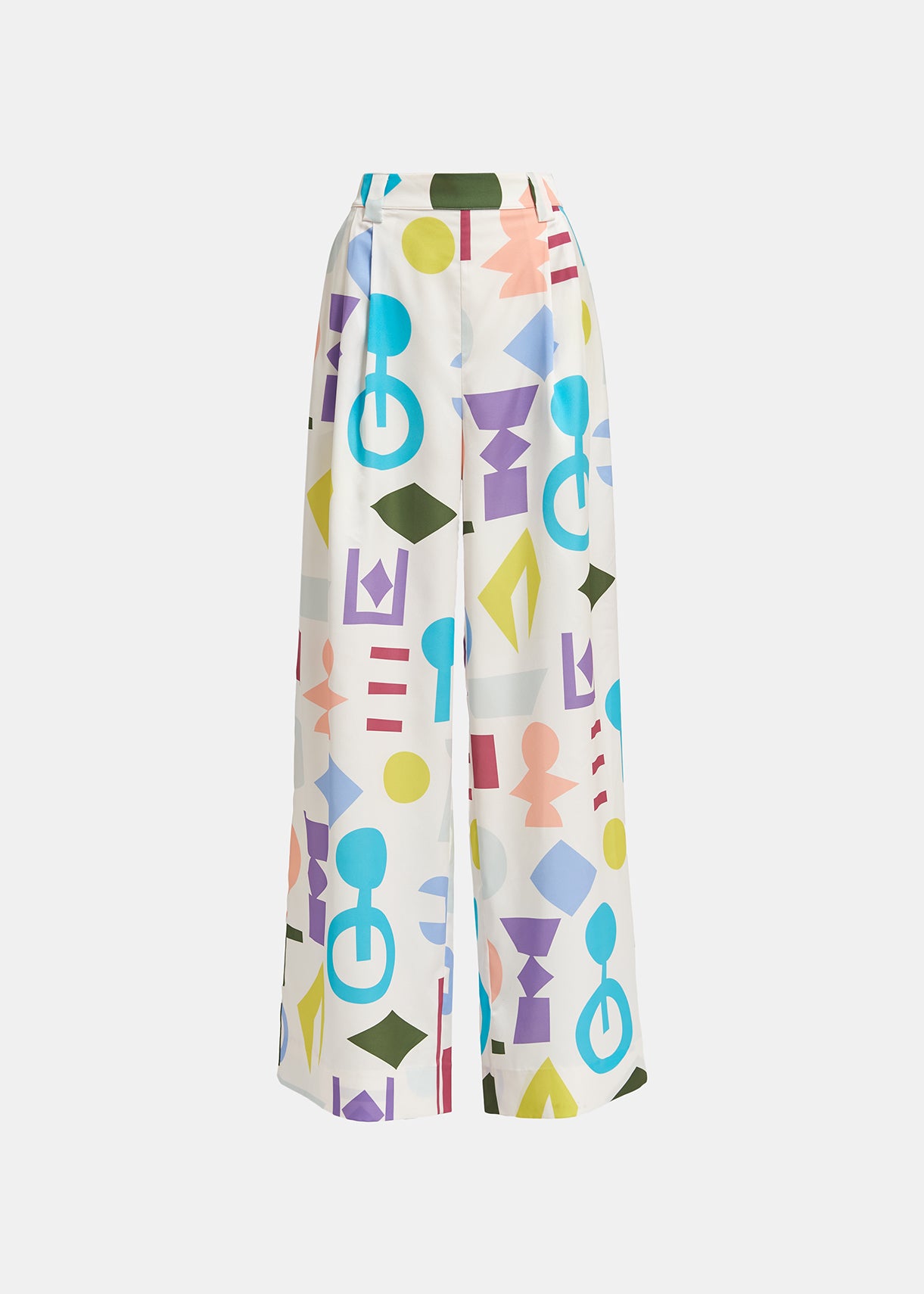 White abstract-printed wide-leg pants RE—SSENTIEL | Essentiel second hand