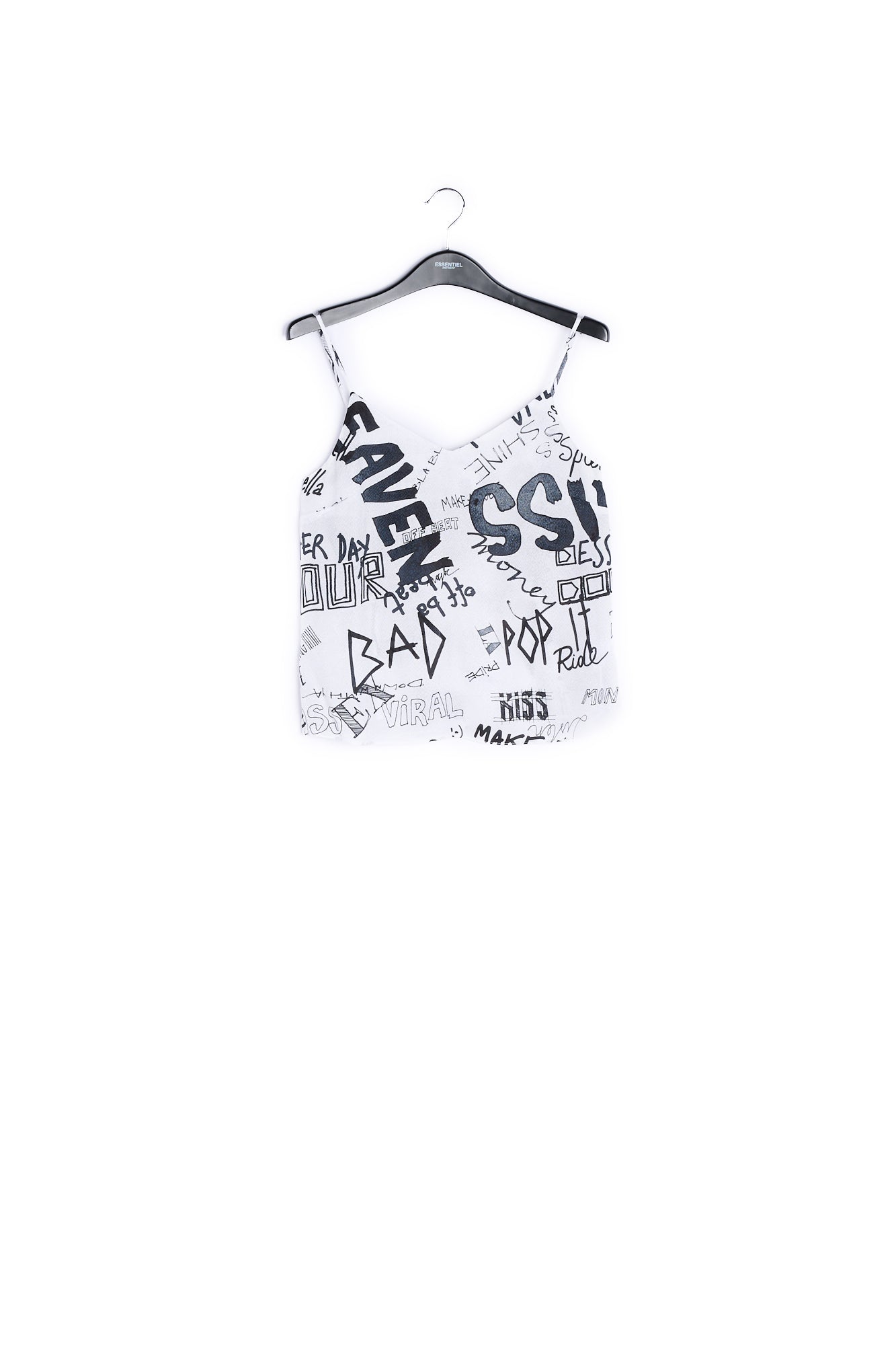 Off-white and black graffiti-print camisole RE—SSENTIEL | Essentiel second hand