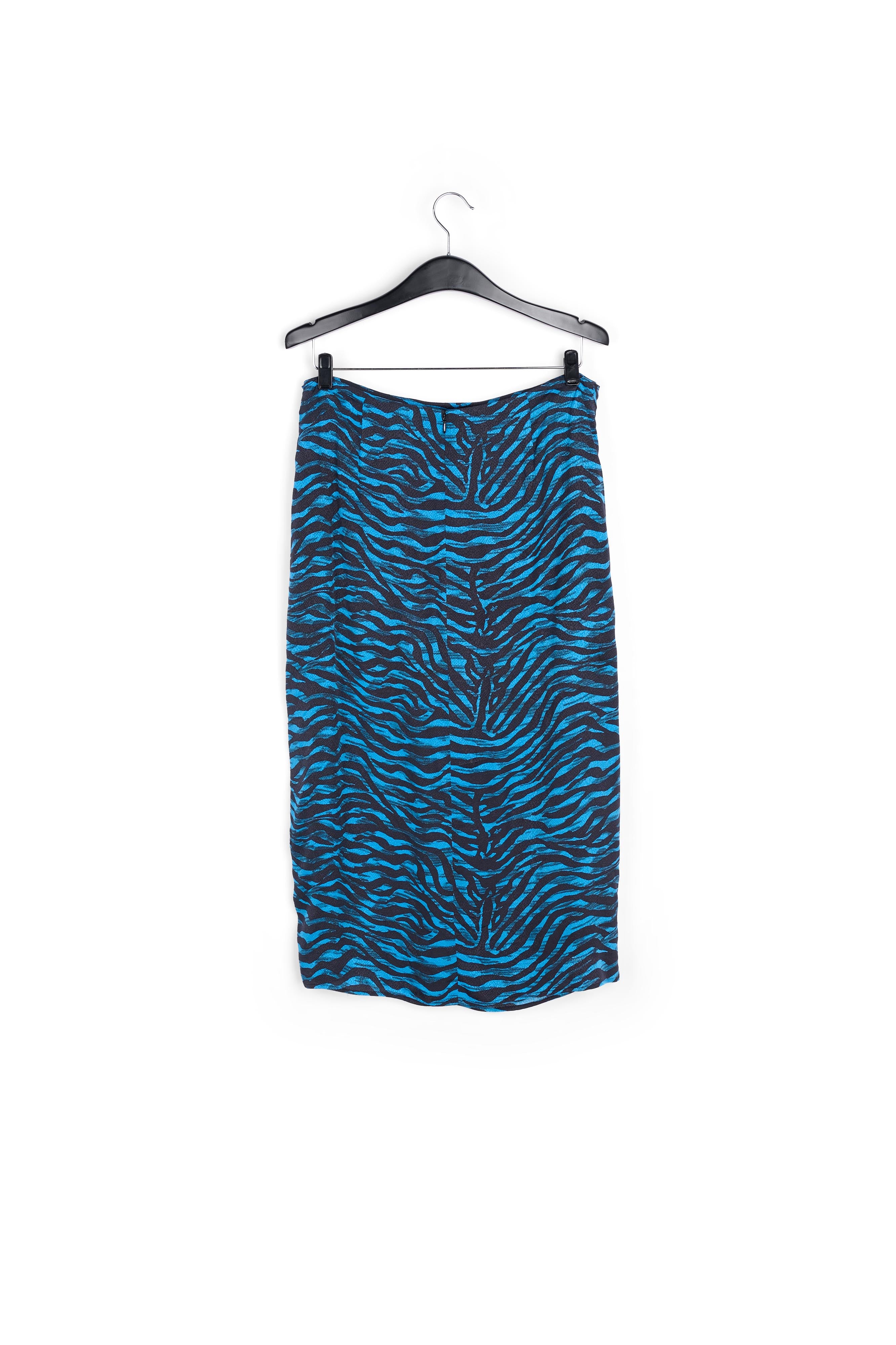 Blue and black wrap effect long pencil skirt RE—SSENTIEL | Essentiel second hand