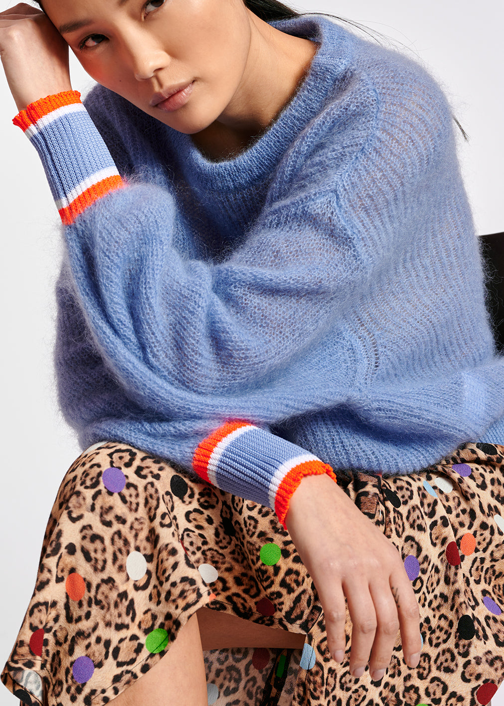 Blue mohair and wool blend sweater RE—SSENTIEL | Essentiel second hand