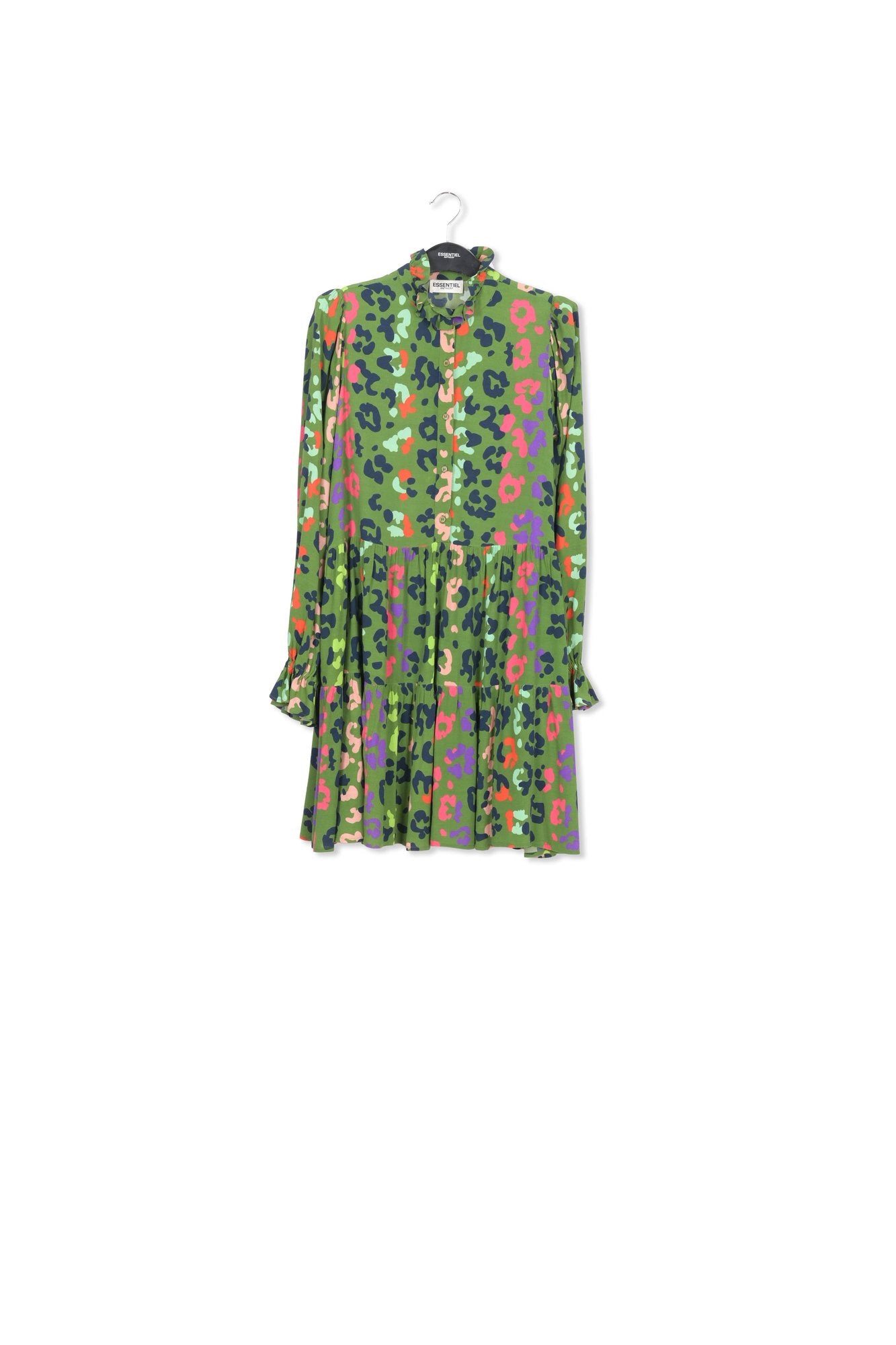 Green leopard print mini dress RE—SSENTIEL | Essentiel second hand