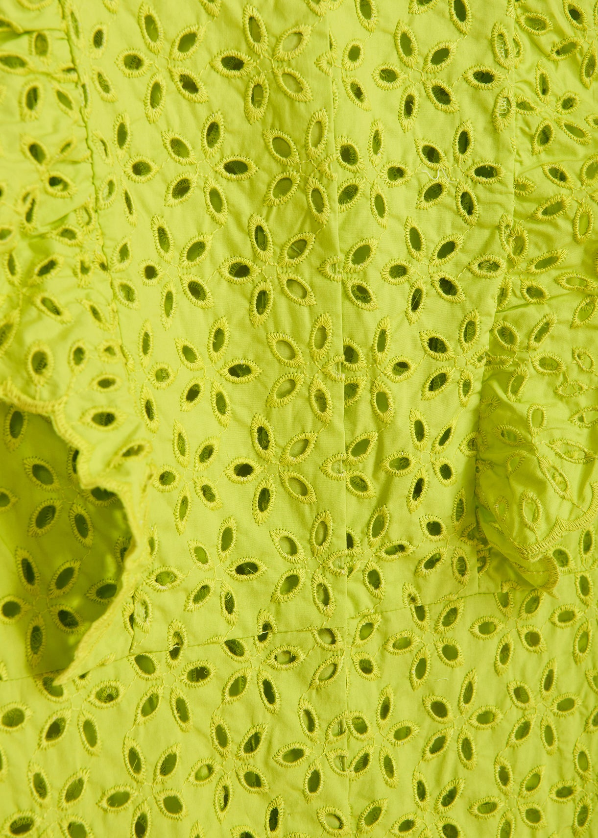 Lime green broderie anglaise cotton maxi dress RE—SSENTIEL | Essentiel second hand