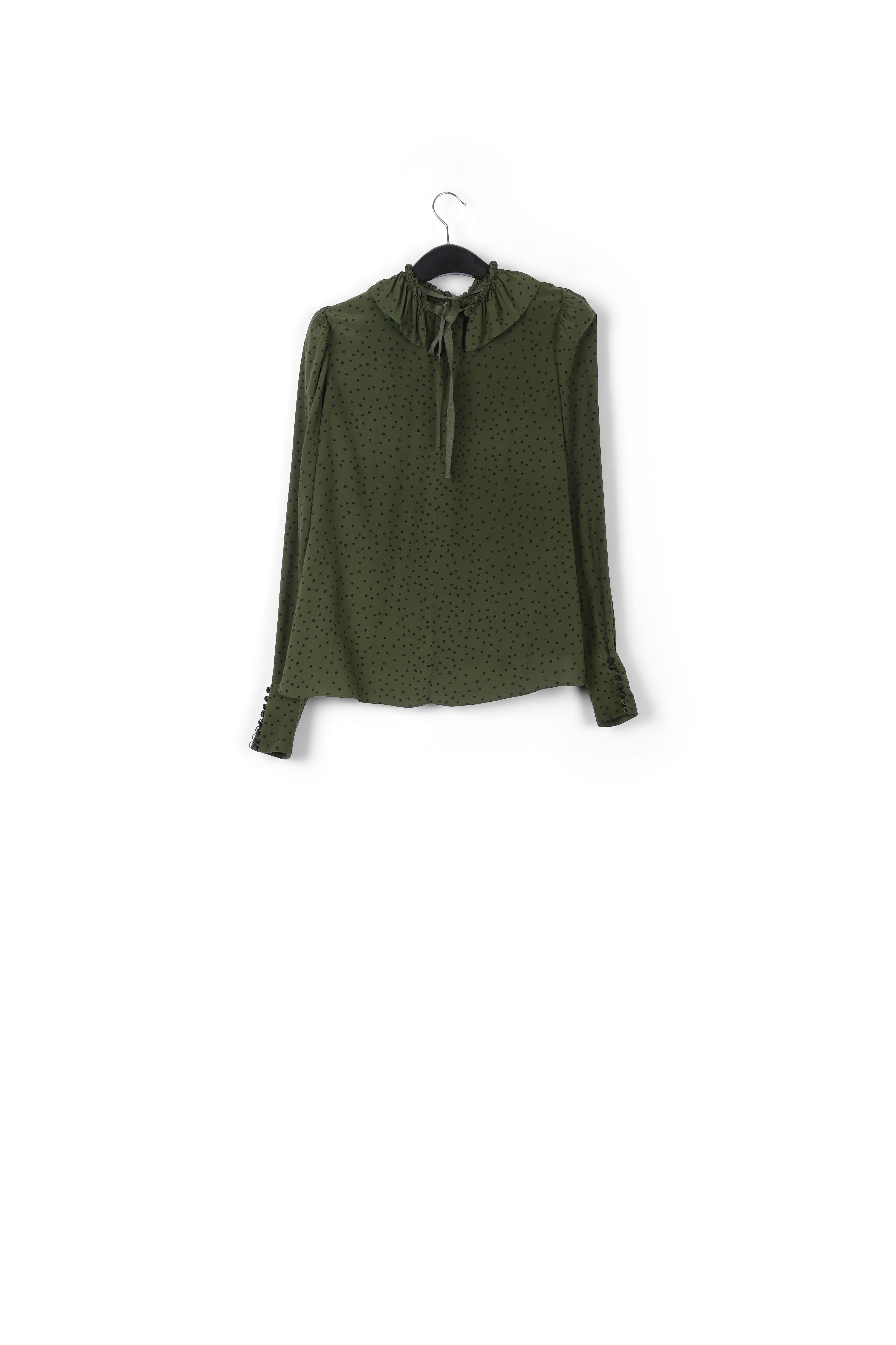 Khaki green polkadot blouse RE—SSENTIEL | Essentiel second hand