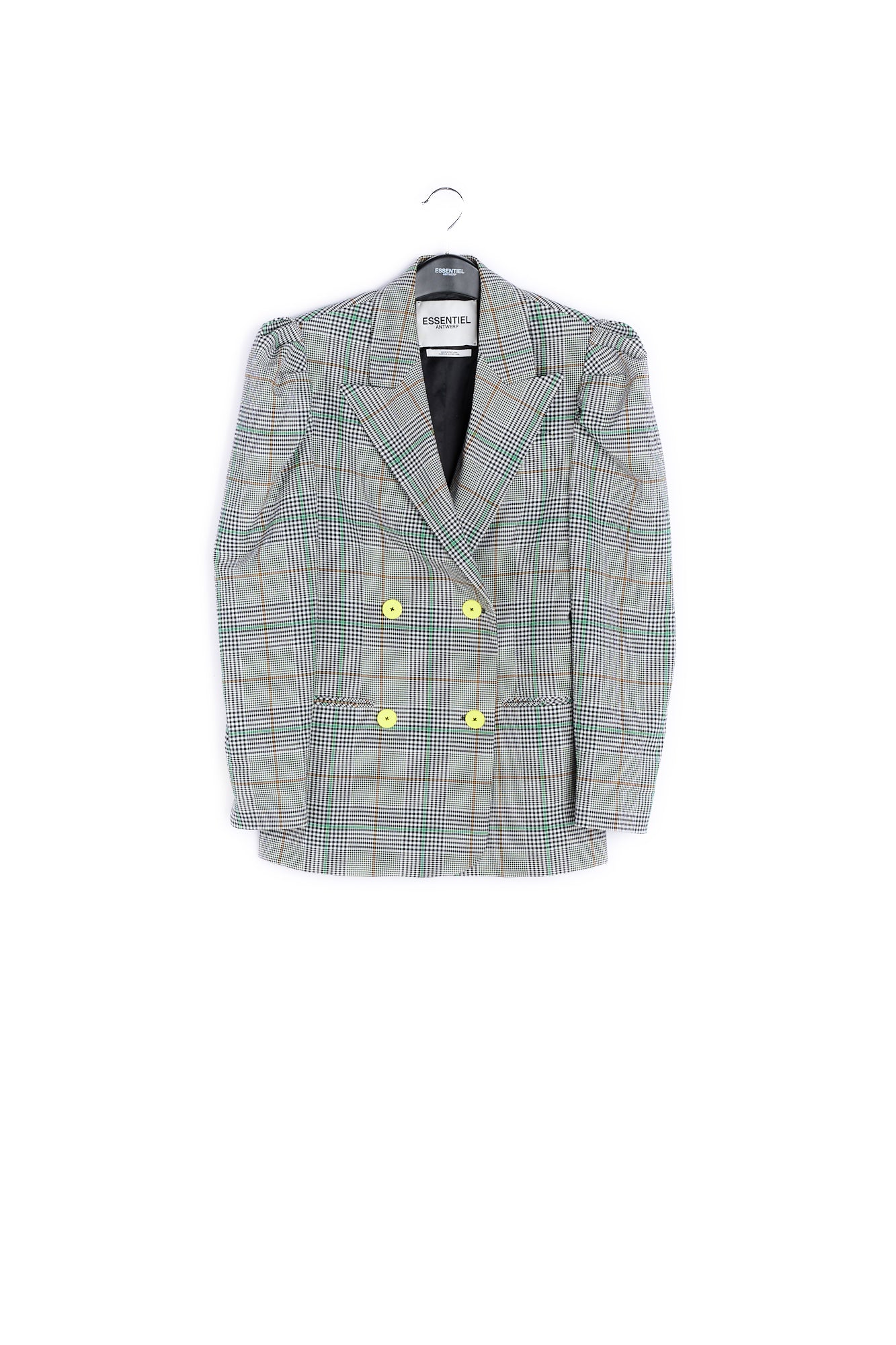Off-white plaid double-breasted blazer RE—SSENTIEL | Essentiel second hand