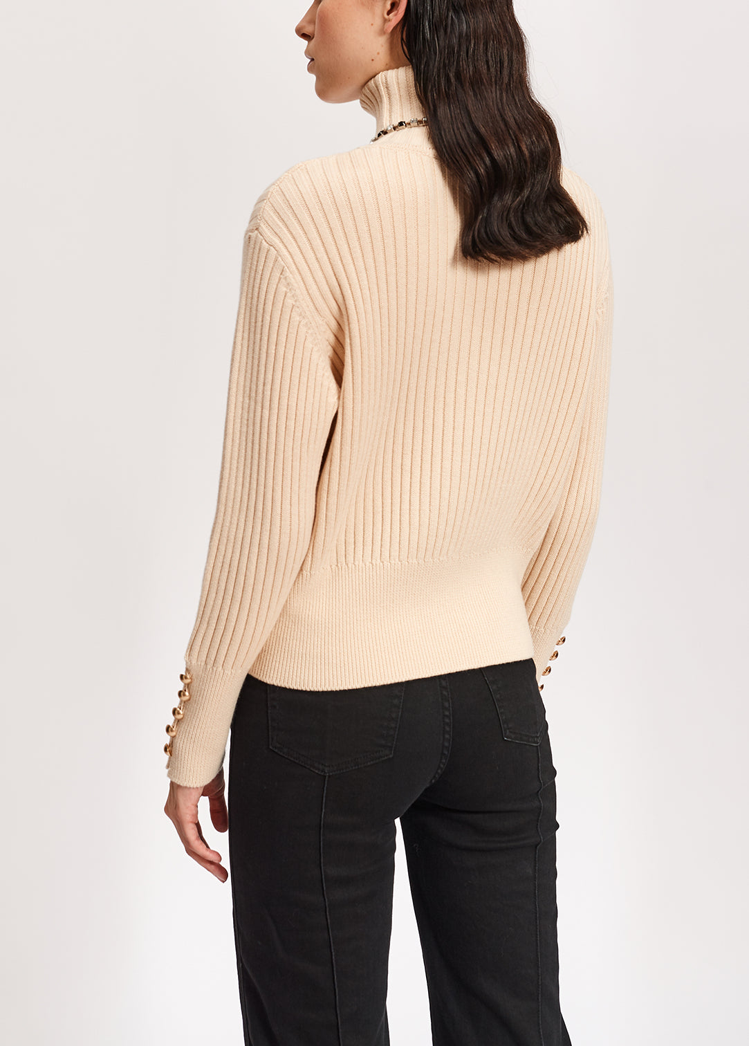 Off-white cotton and wool-blend turtleneck sweater RE—SSENTIEL | Essentiel second hand