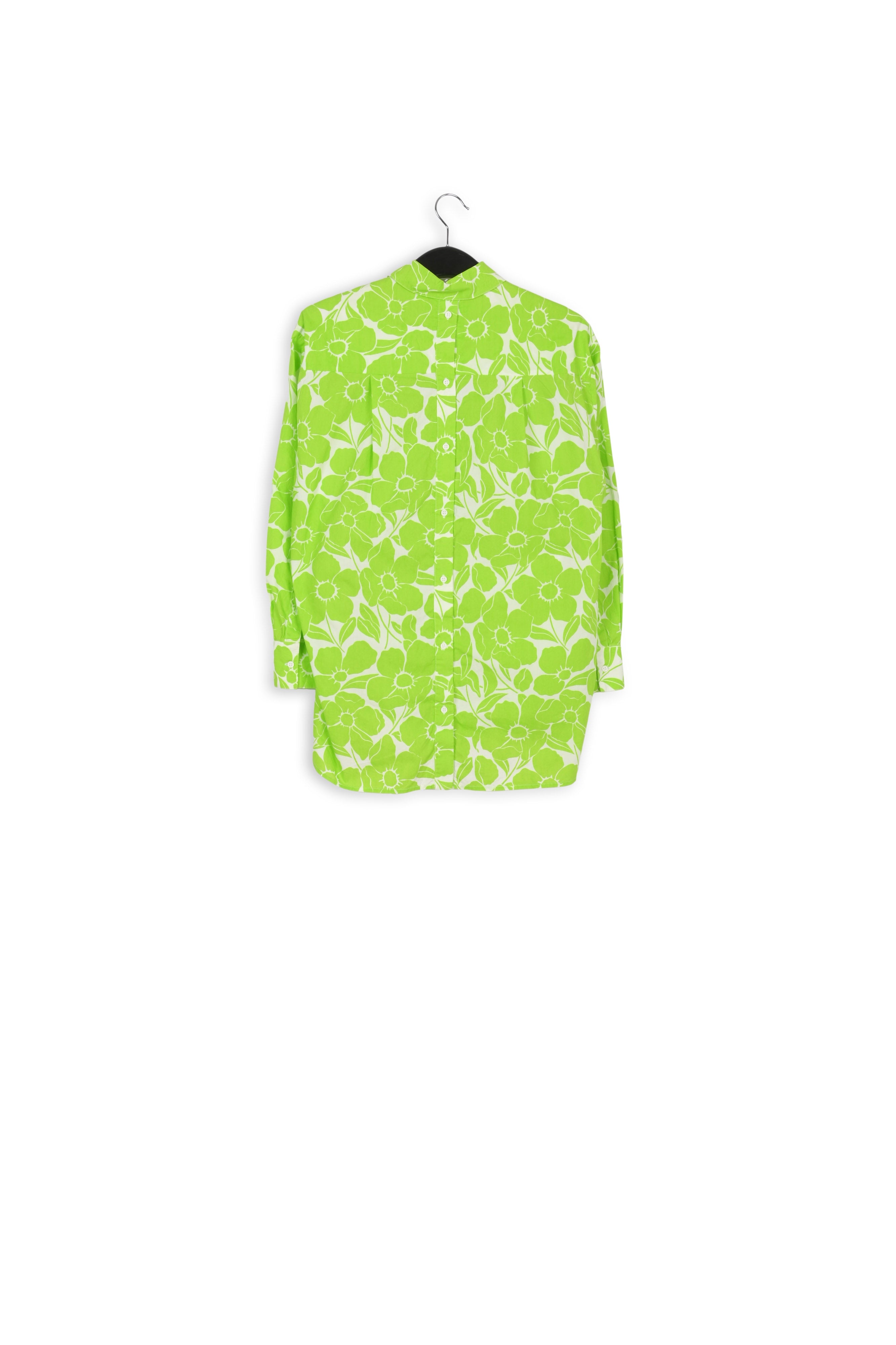 Lime green and white cotton shirt with floral print RE—SSENTIEL | Essentiel second hand