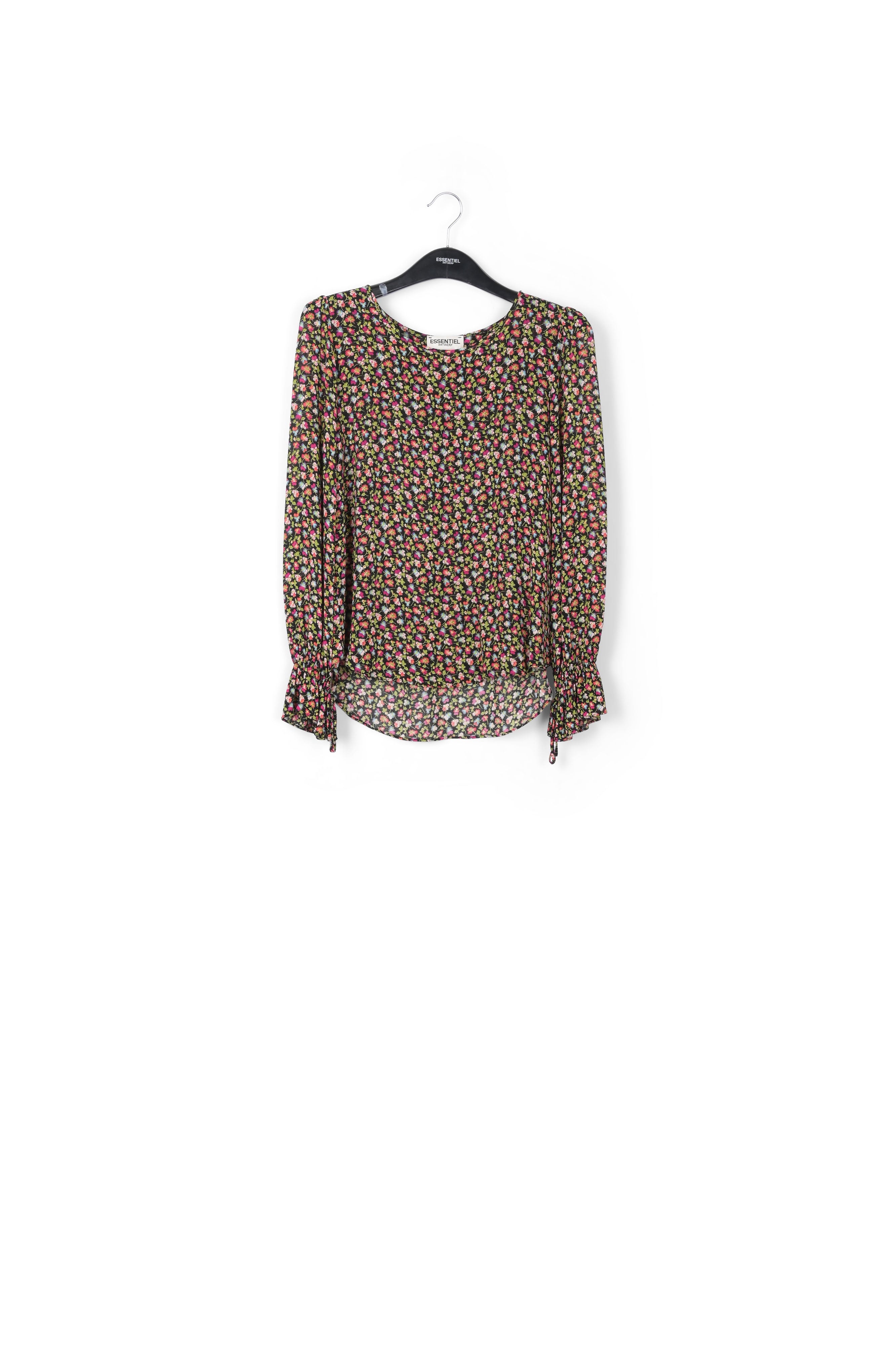 Chemisier noir, vert clair et fuchsia à imprimé floral RE—SSENTIEL | Essentiel second hand